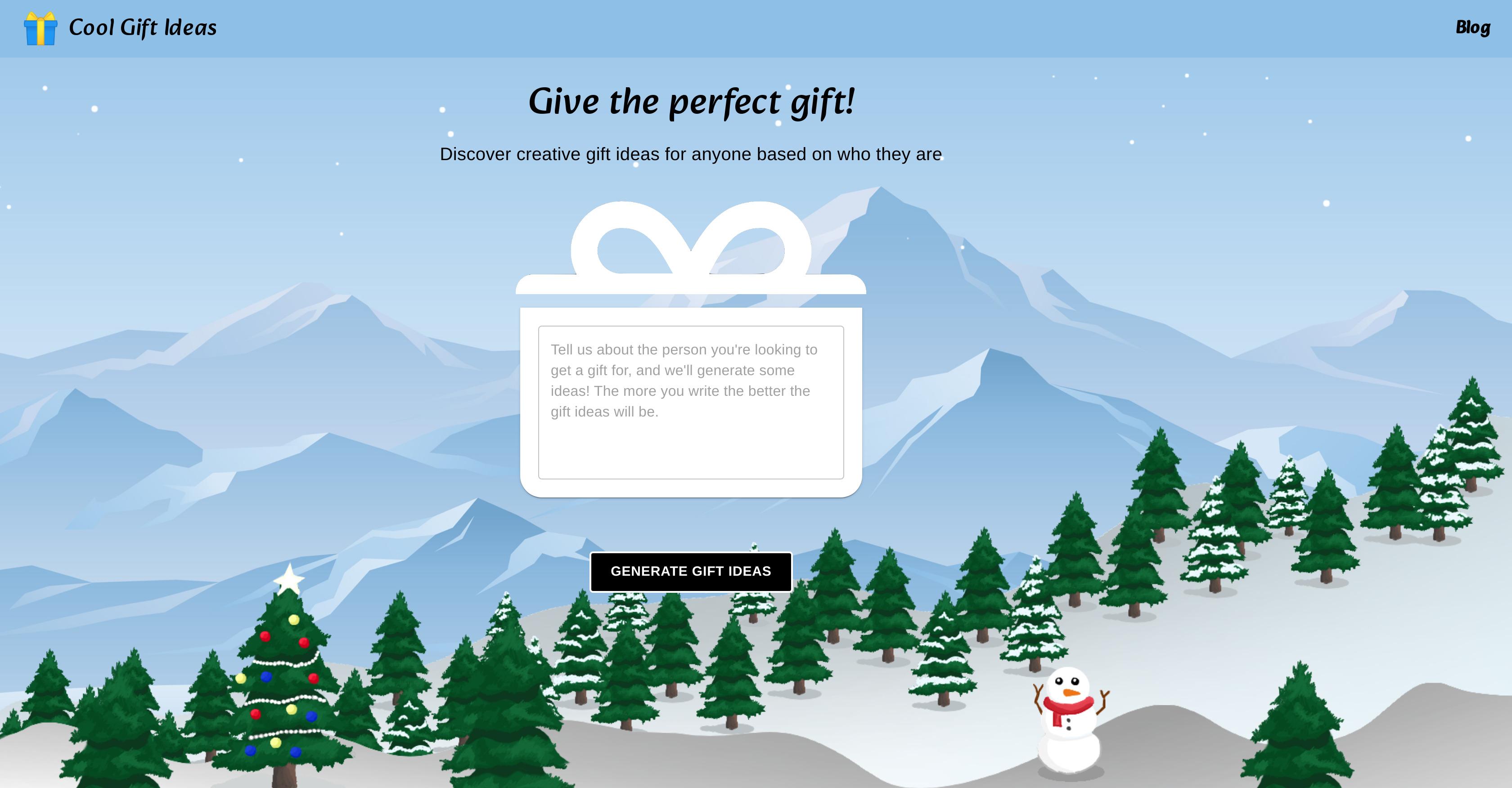 Cool Gift Ideas - Screenshot showing the interface and features of this AI tool