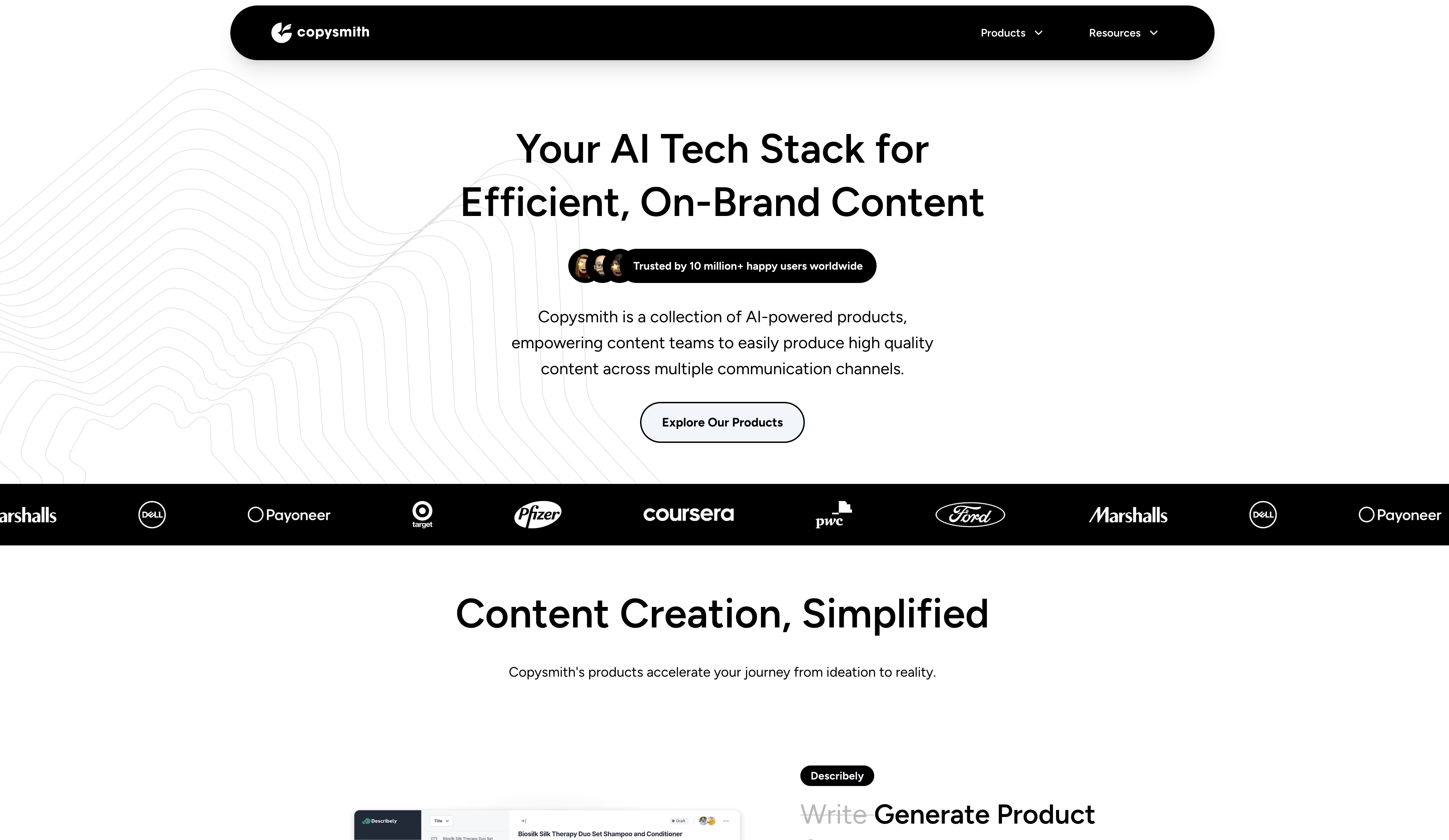 Copysmith - Screenshot showing the interface and features of this AI tool
