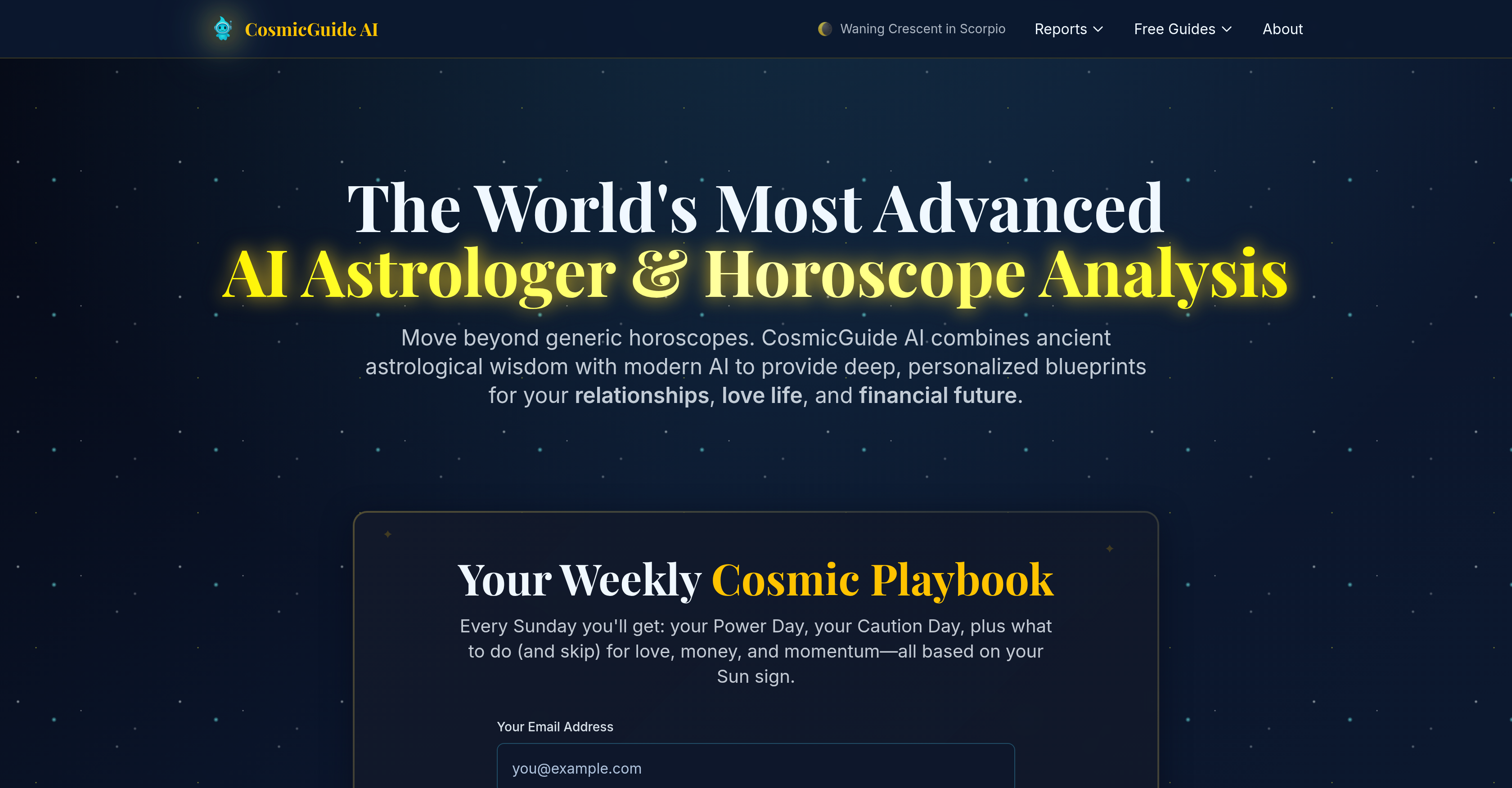 CosmicGuide AI - Screenshot showing the interface and features of this AI tool