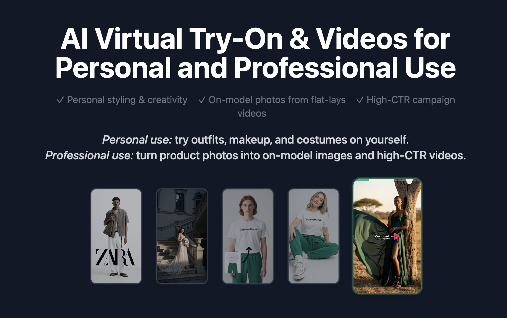 CostumePlay AI - Screenshot showing the interface and features of this AI tool