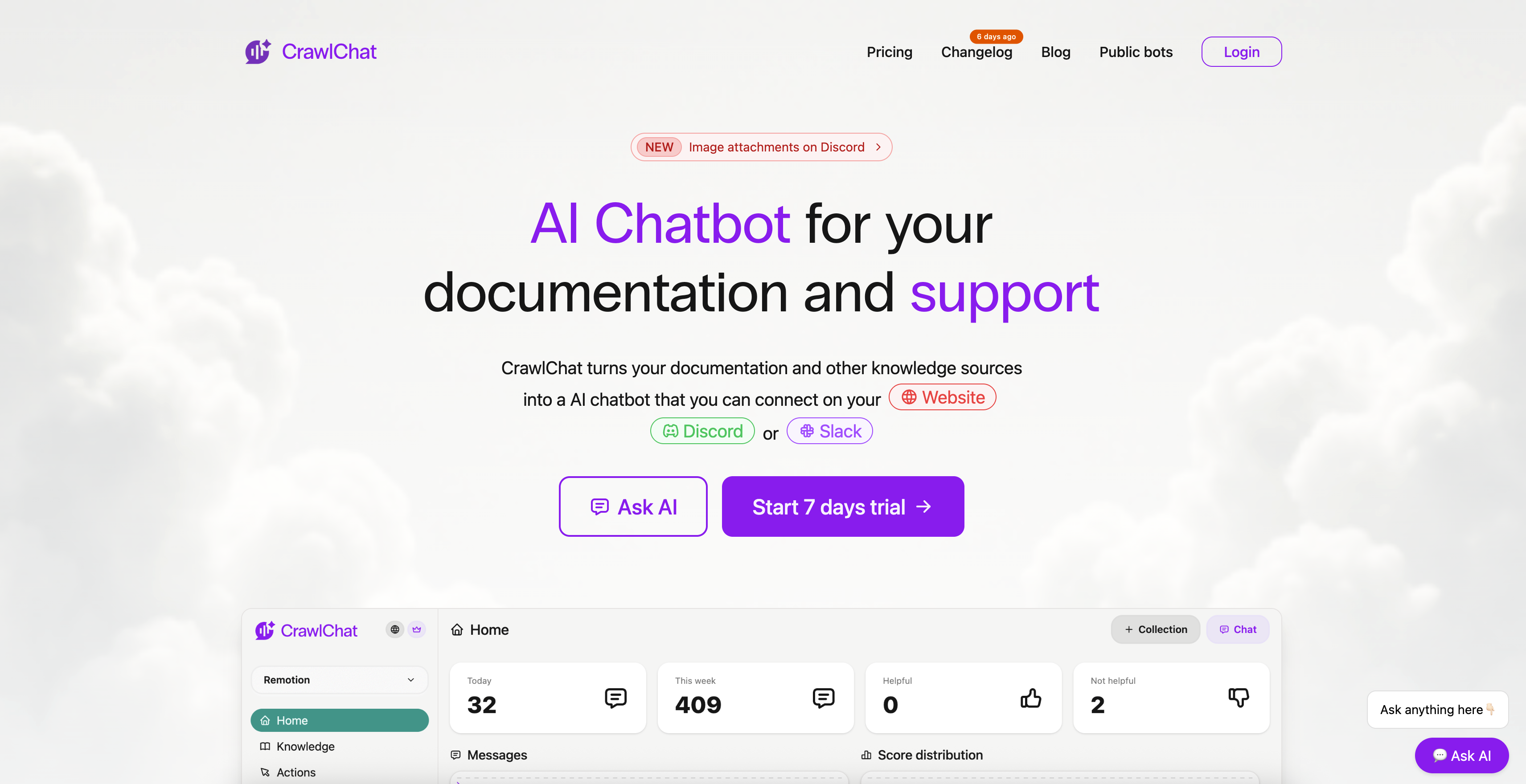 CrawlChat.app - Screenshot showing the interface and features of this AI tool