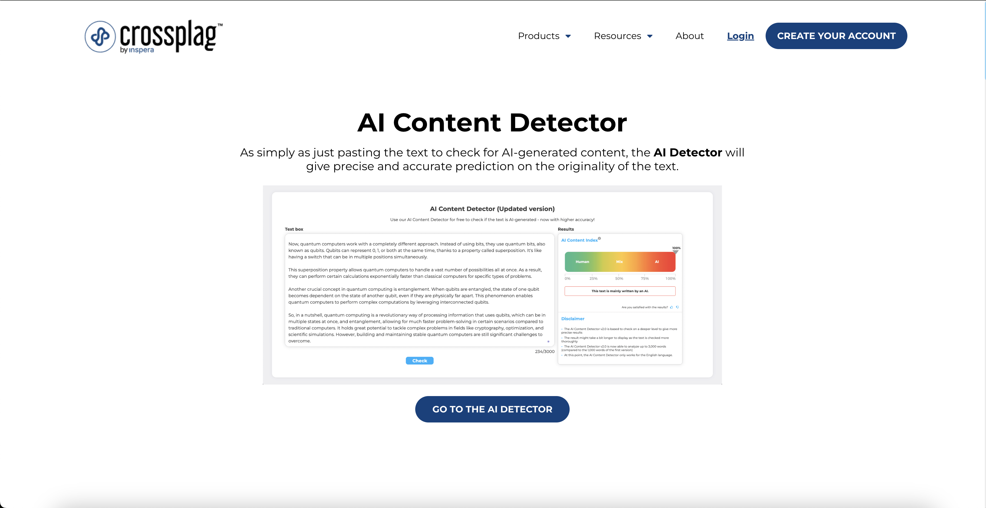Crossplag - Screenshot showing the interface and features of this AI tool
