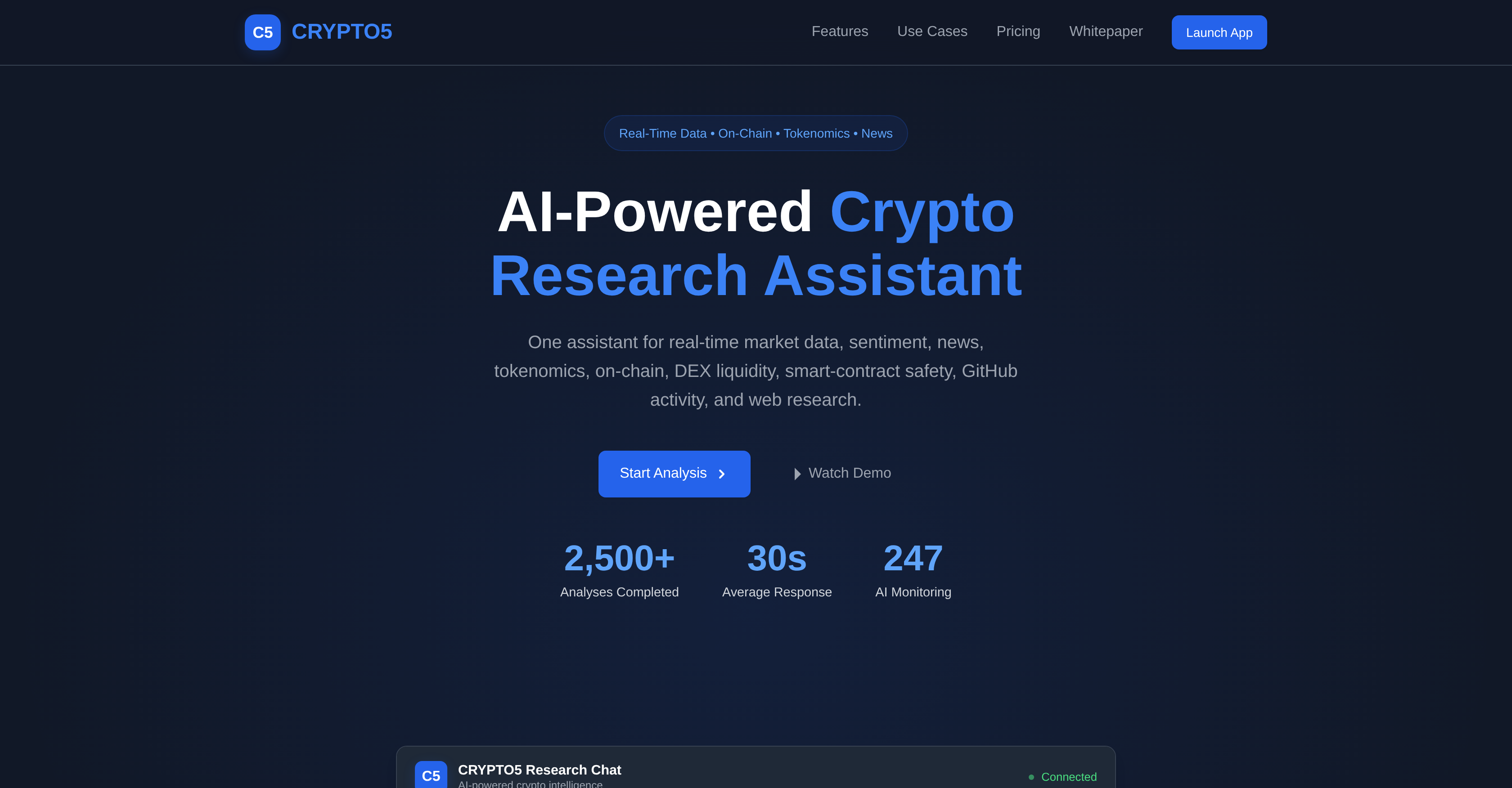 Crypto5 - Screenshot showing the interface and features of this AI tool
