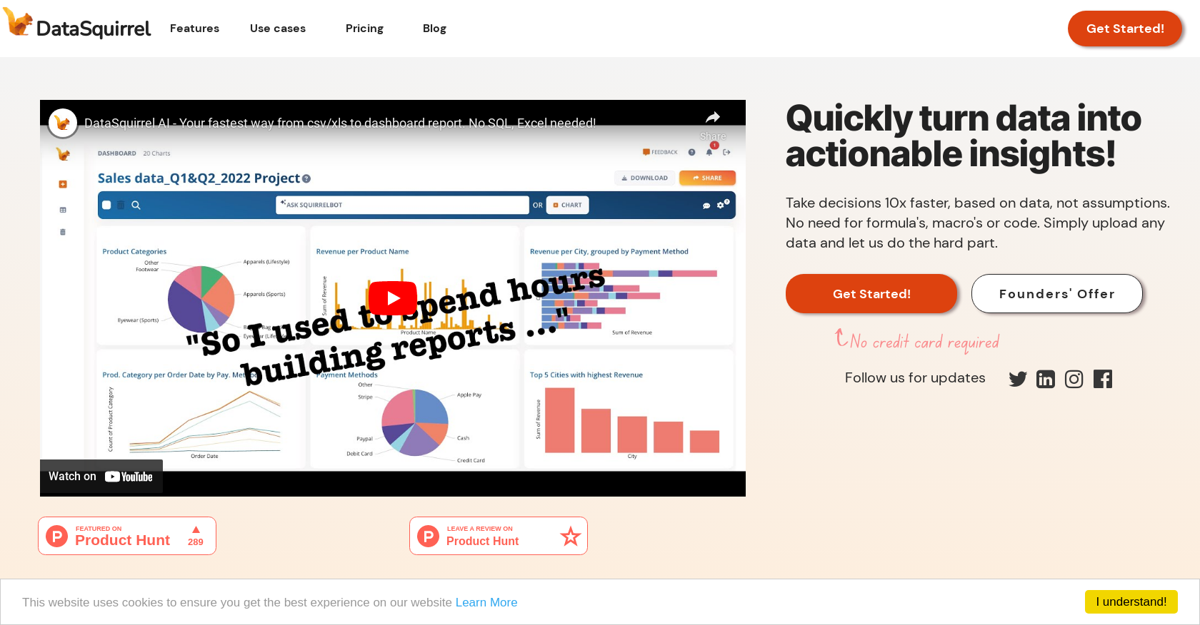 DataSquirrel - Screenshot showing the interface and features of this AI tool