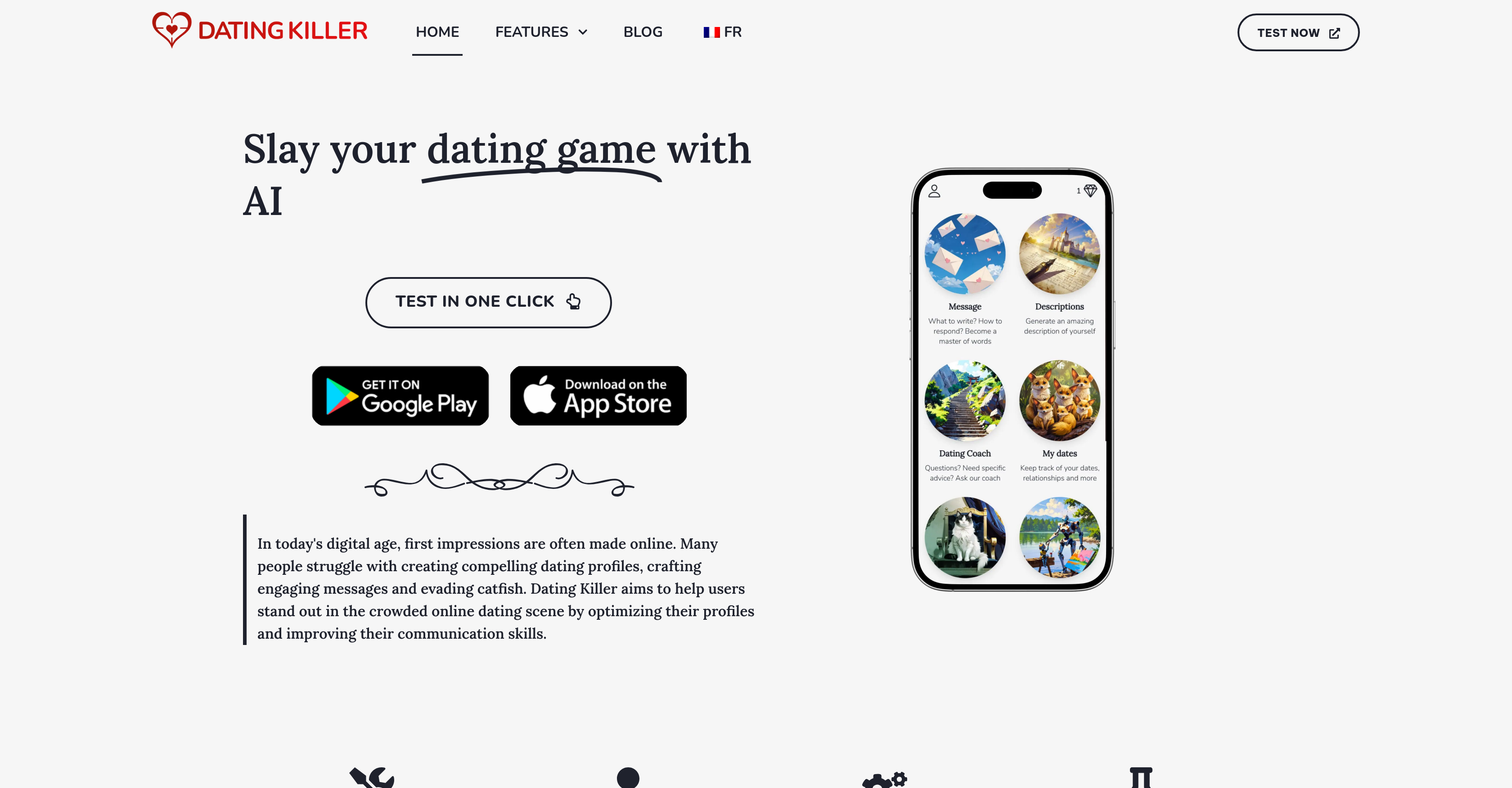 DatingKiller - Screenshot showing the interface and features of this AI tool