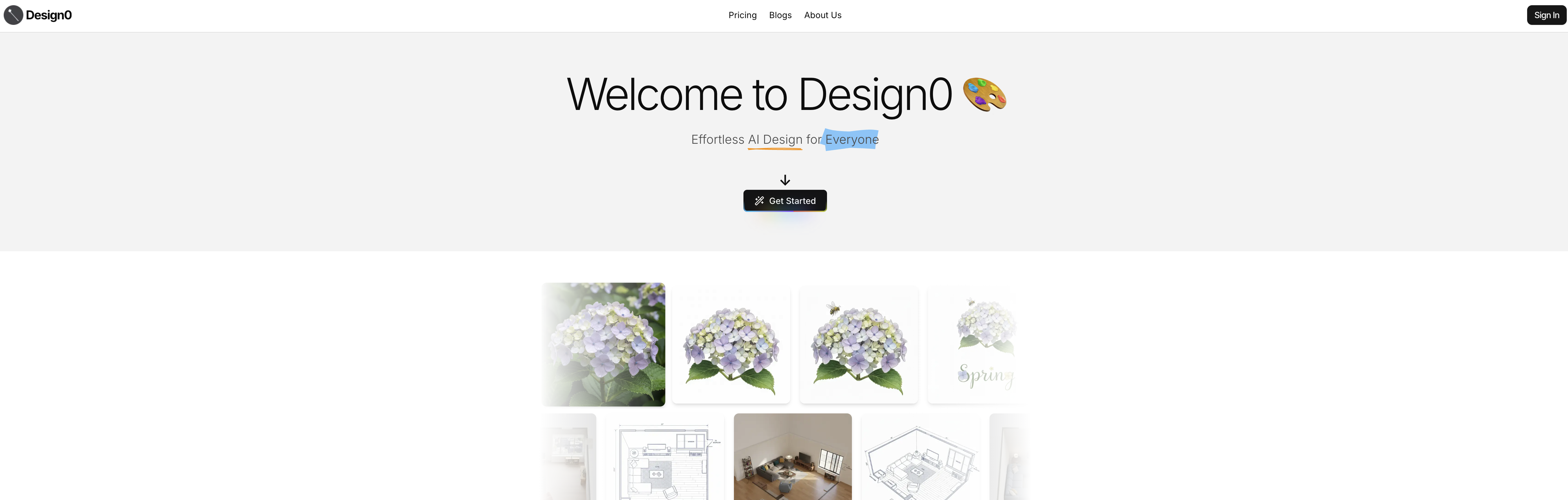 Design0 - Screenshot showing the interface and features of this AI tool