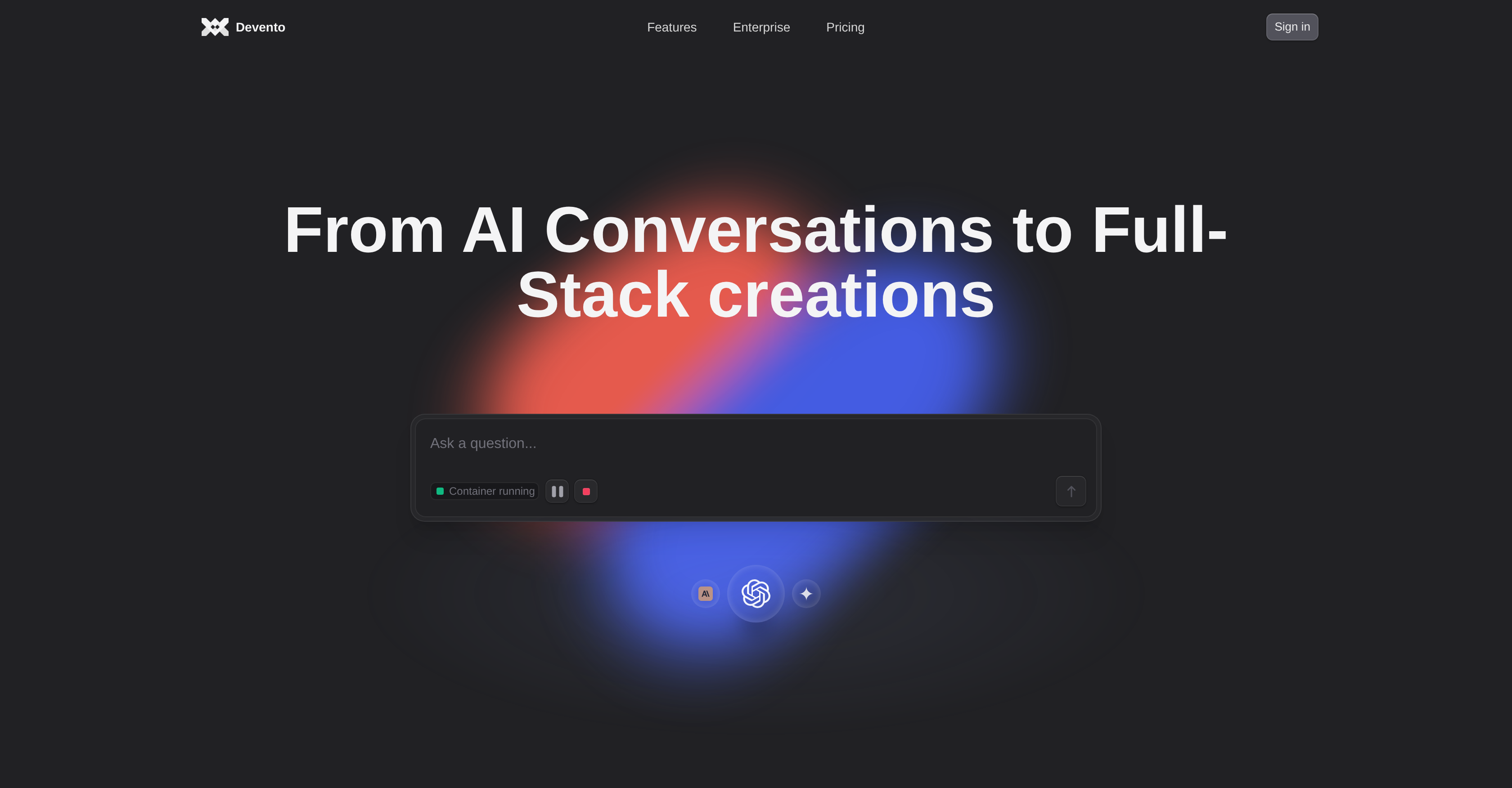 Devento - Screenshot showing the interface and features of this AI tool