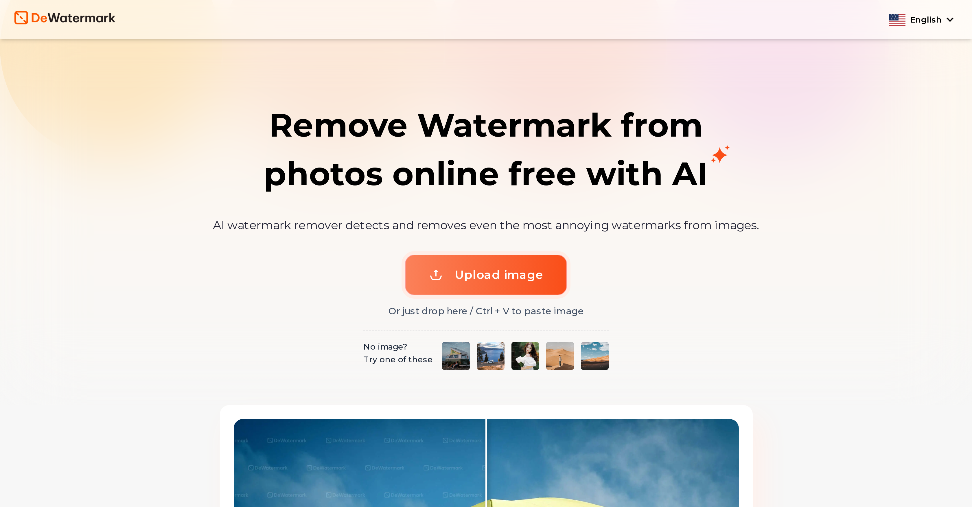 Dewatermark - Screenshot showing the interface and features of this AI tool