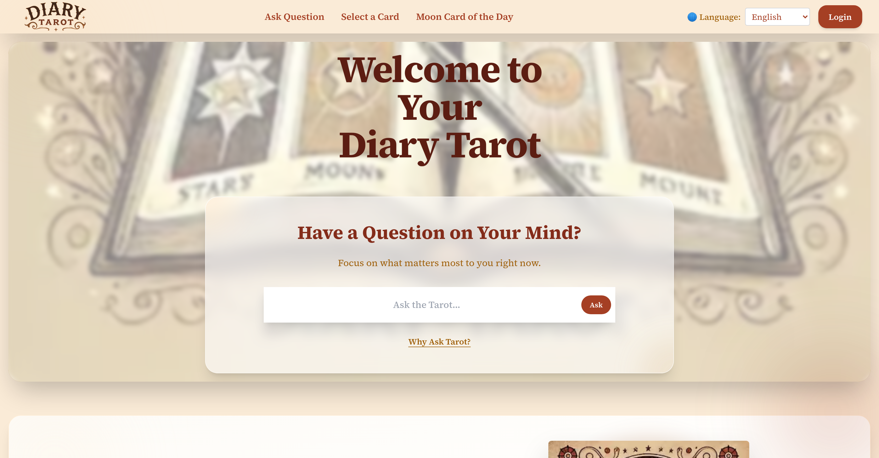 Diary Tarot - Screenshot showing the interface and features of this AI tool