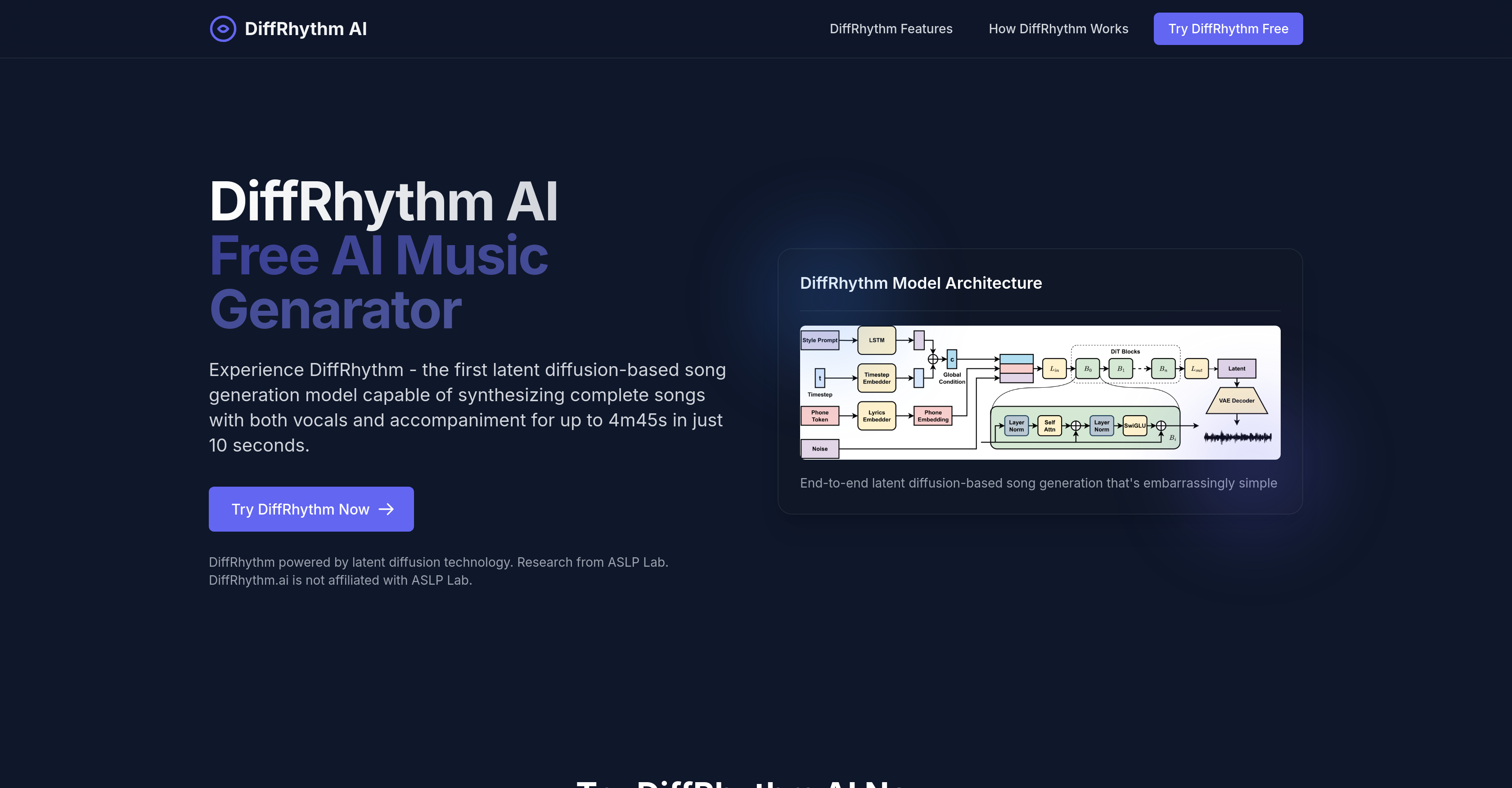 DiffRhythm - Screenshot showing the interface and features of this AI tool