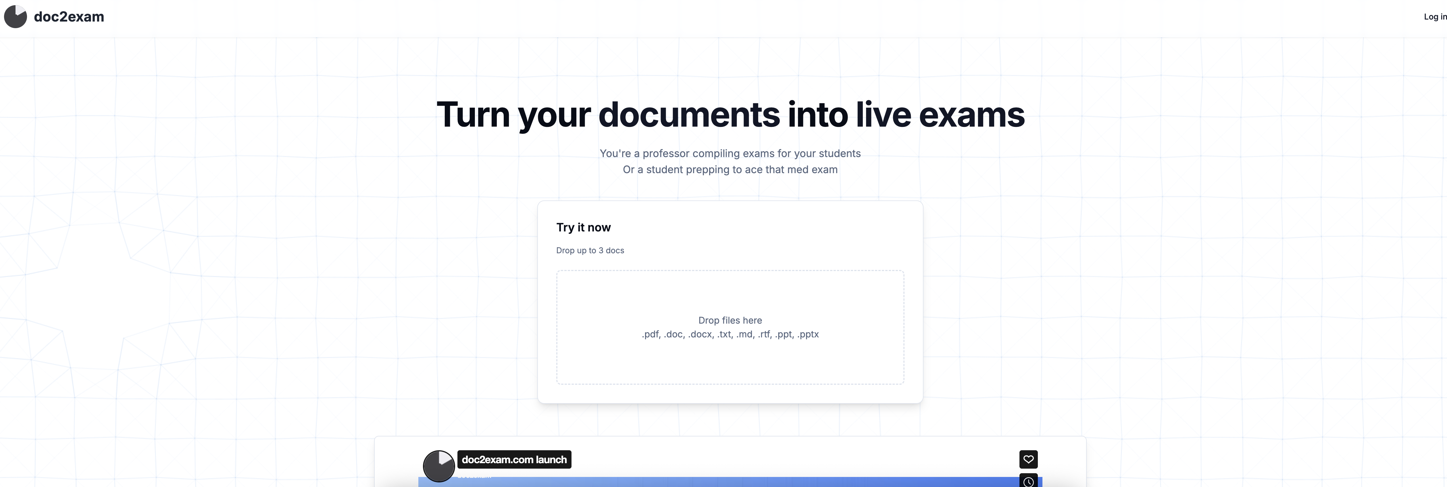 Doc2Exam - Screenshot showing the interface and features of this AI tool