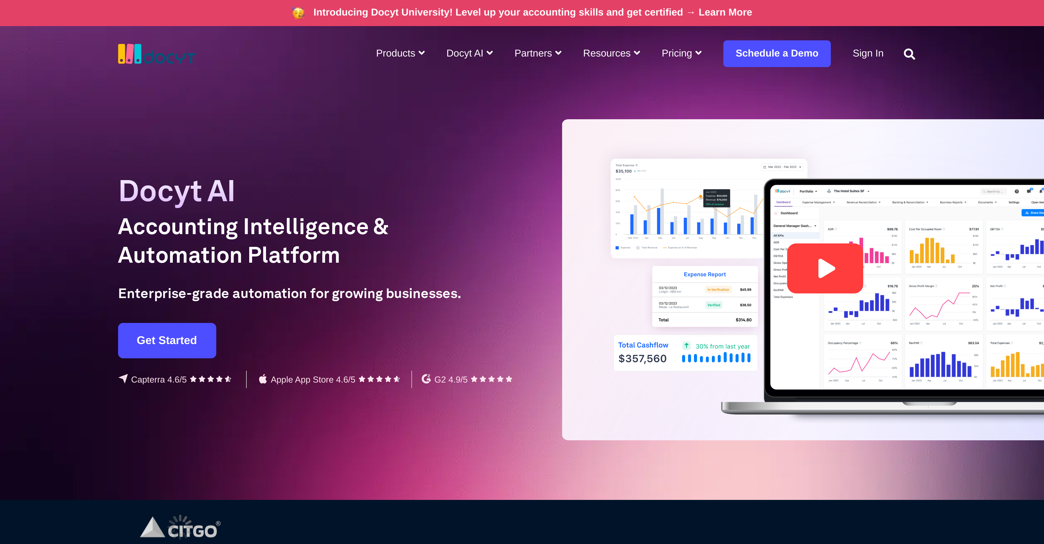 Docyt - Screenshot showing the interface and features of this AI tool