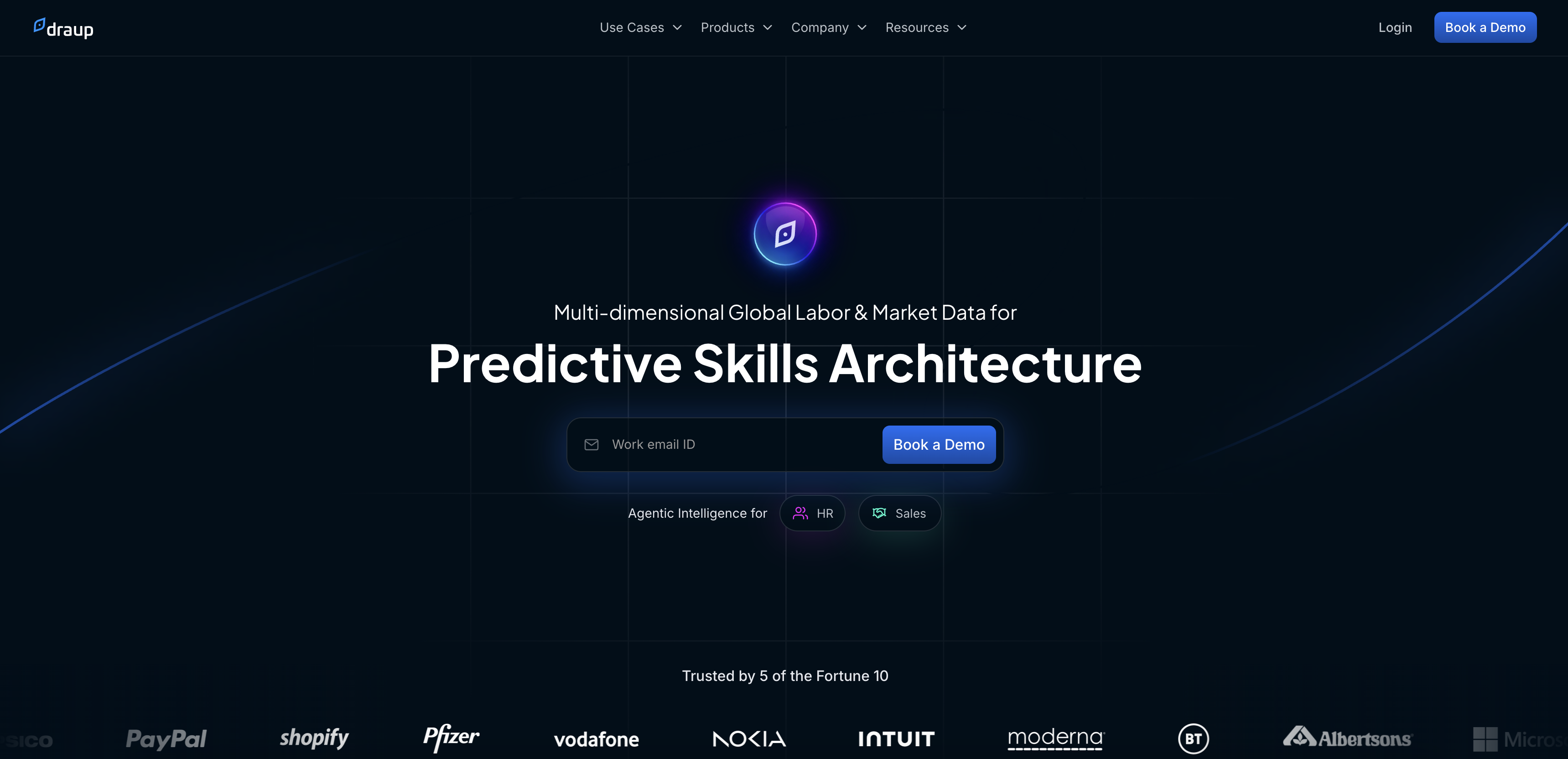 Draup - Screenshot showing the interface and features of this AI tool