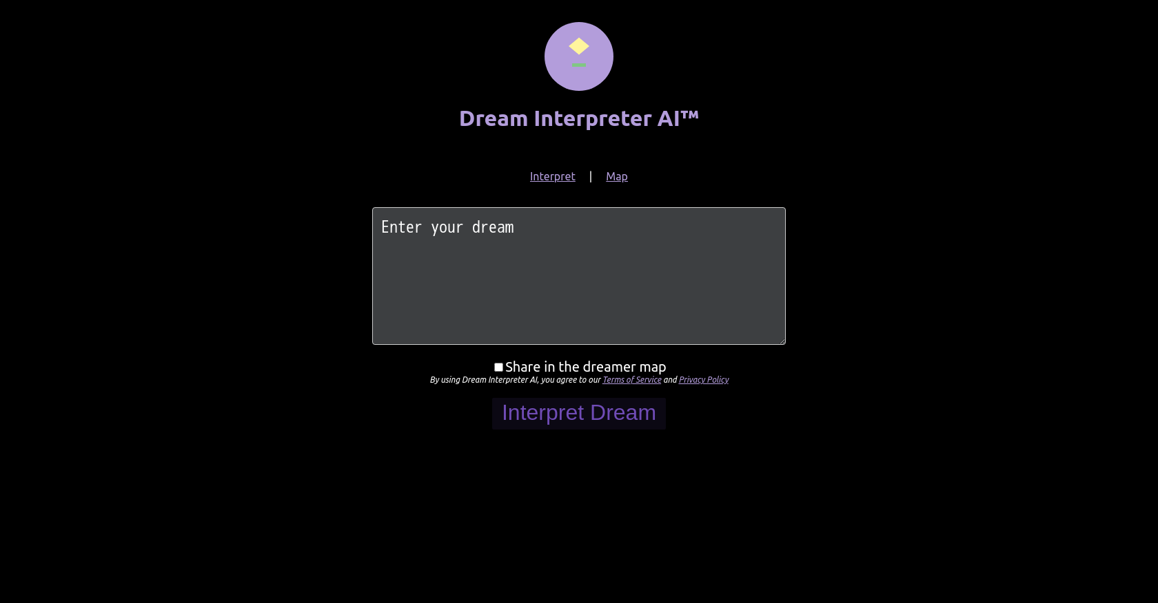 Dream Interpreter AI - Screenshot showing the interface and features of this AI tool
