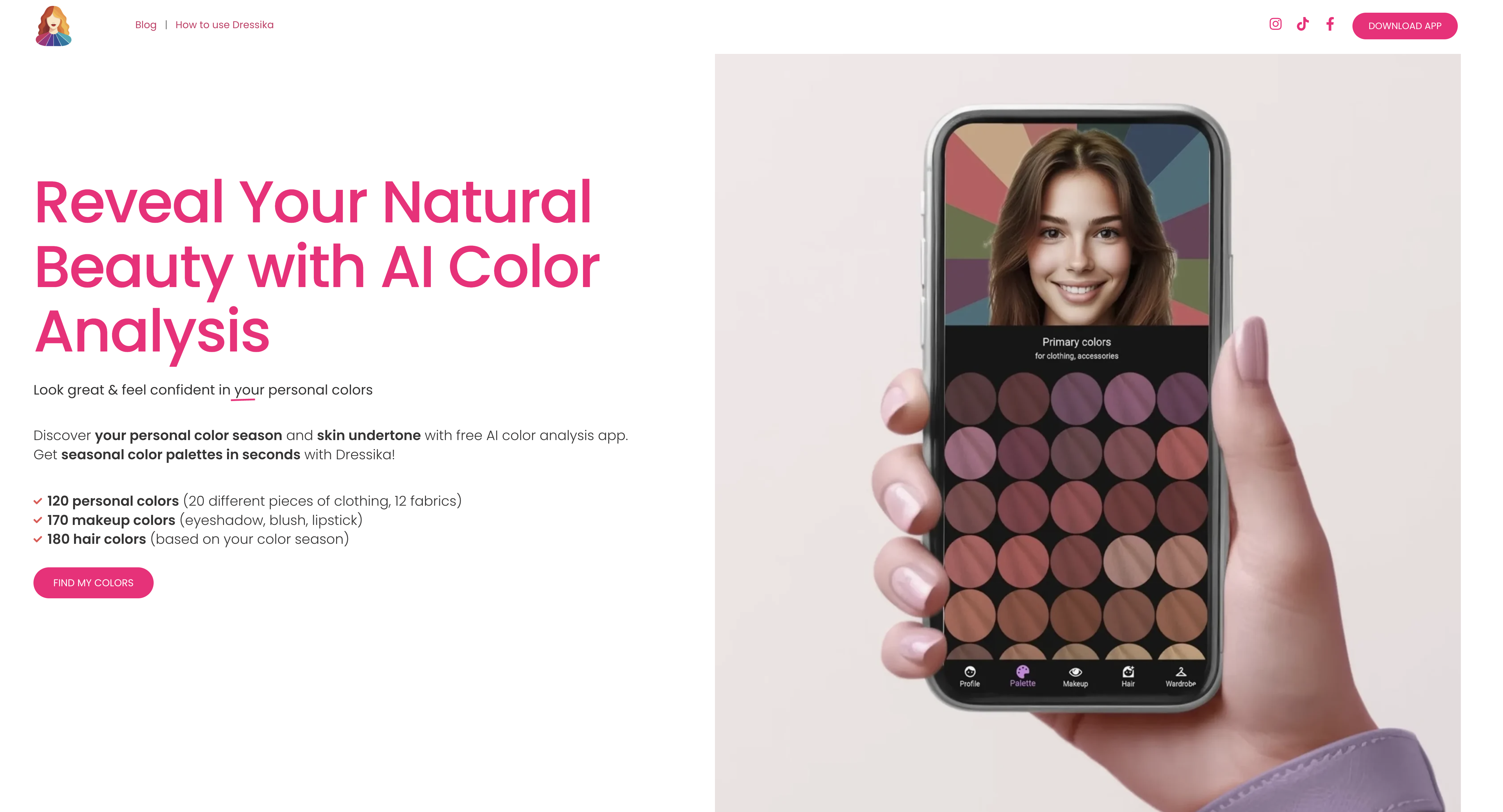 Dressika - AI Color Analysis - Screenshot showing the interface and features of this AI tool