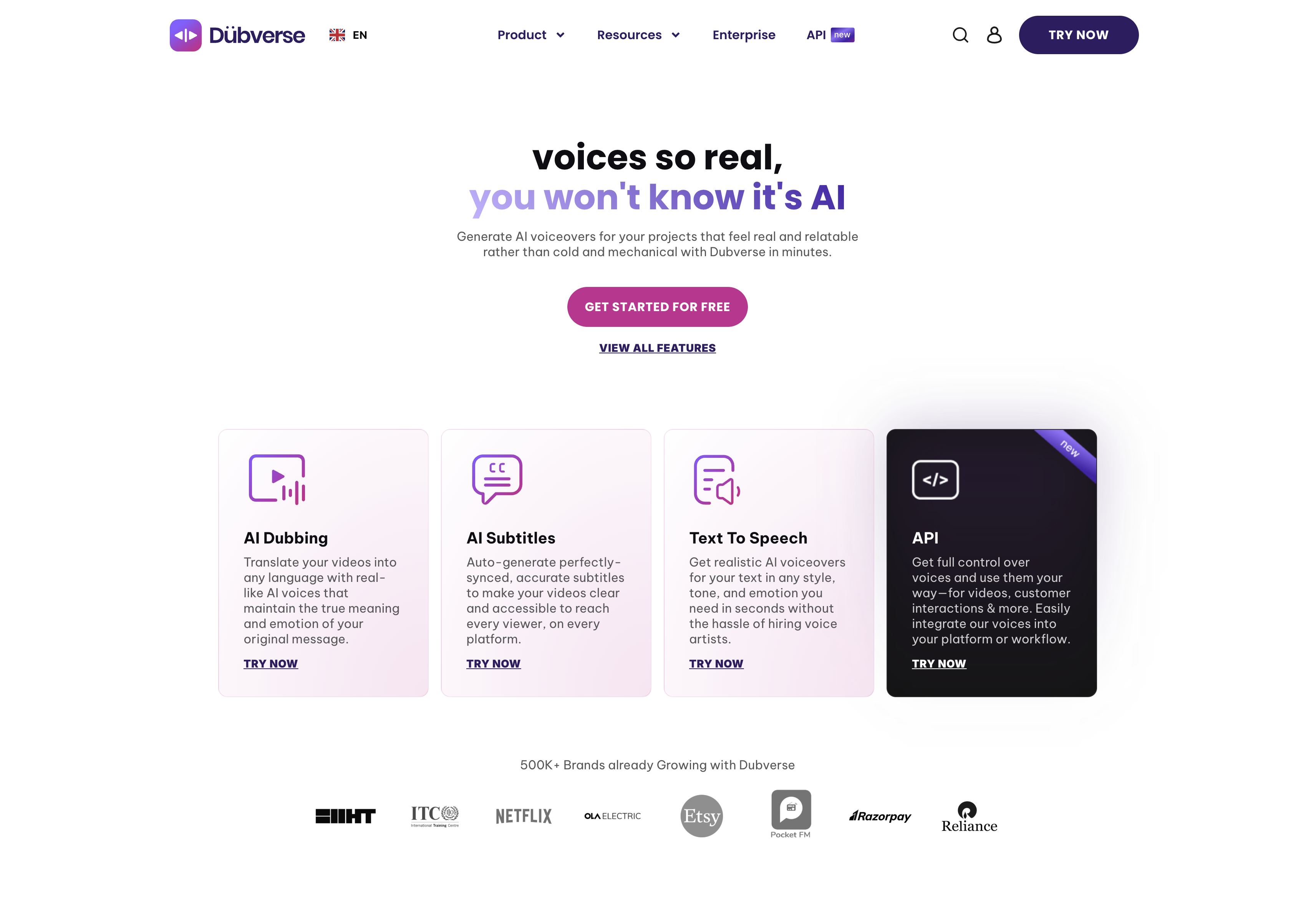Dubverse.ai - Screenshot showing the interface and features of this AI tool