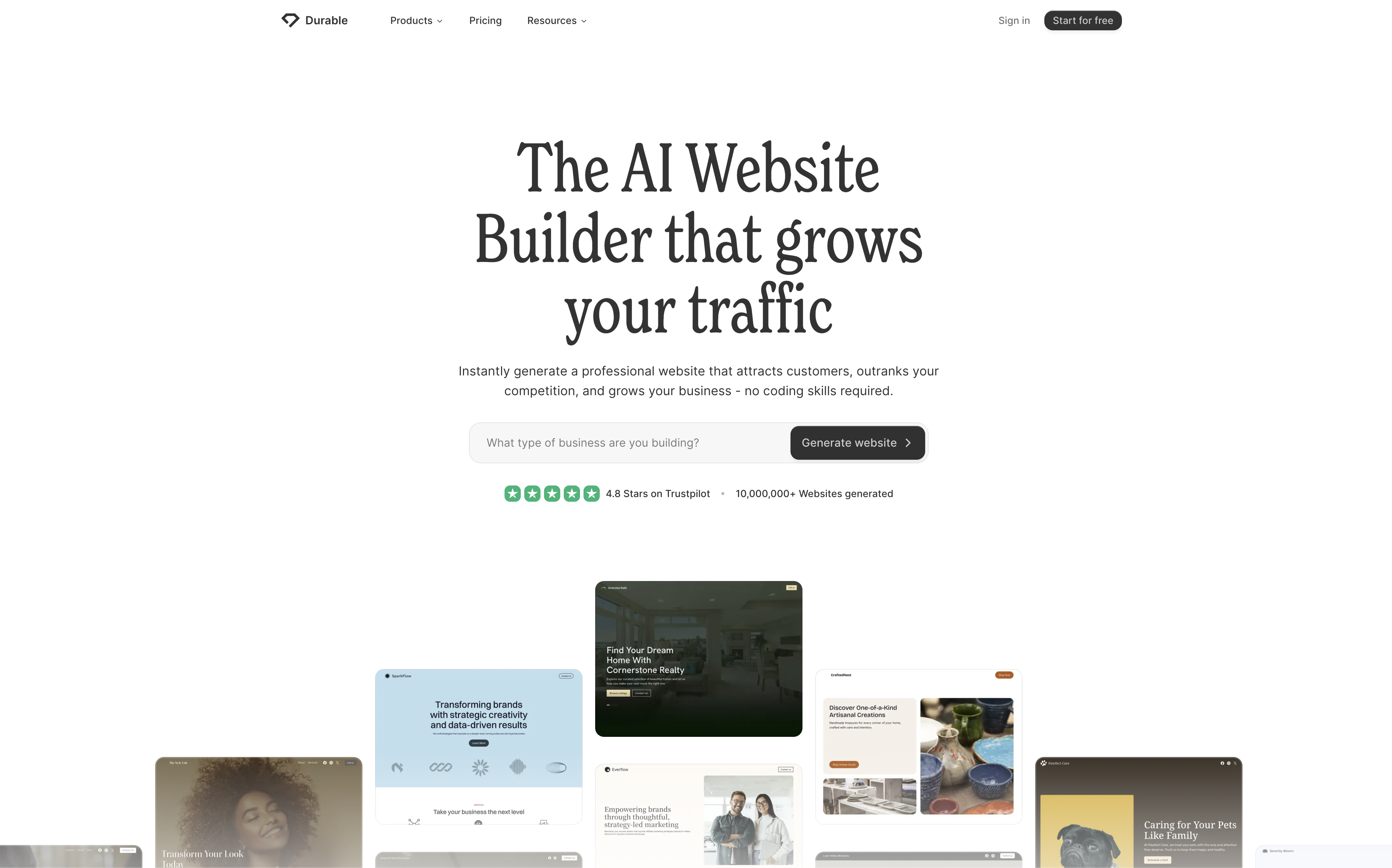 Durable AI Website Builder - Screenshot showing the interface and features of this AI tool