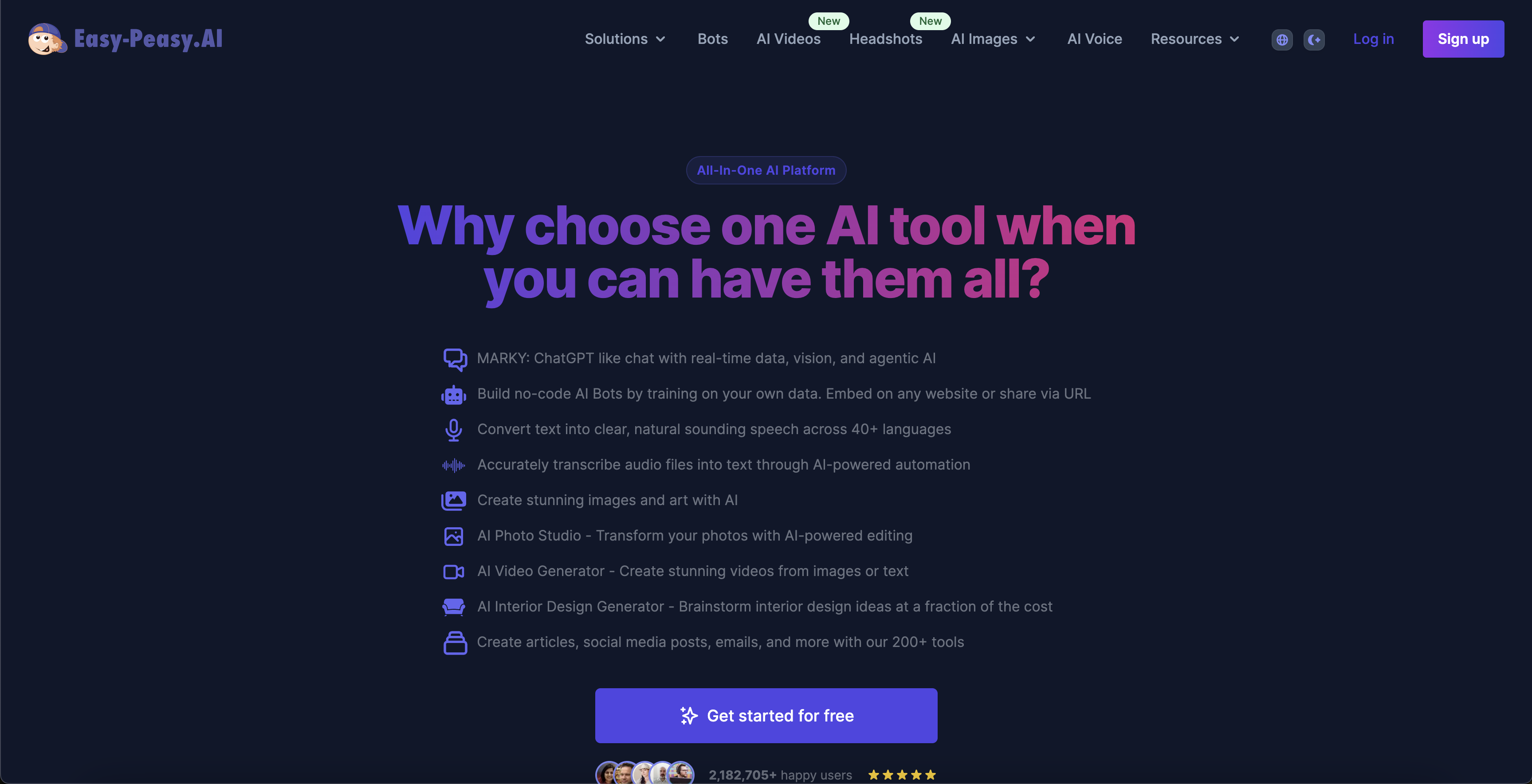 Easy-Peasy.AI - Screenshot showing the interface and features of this AI tool