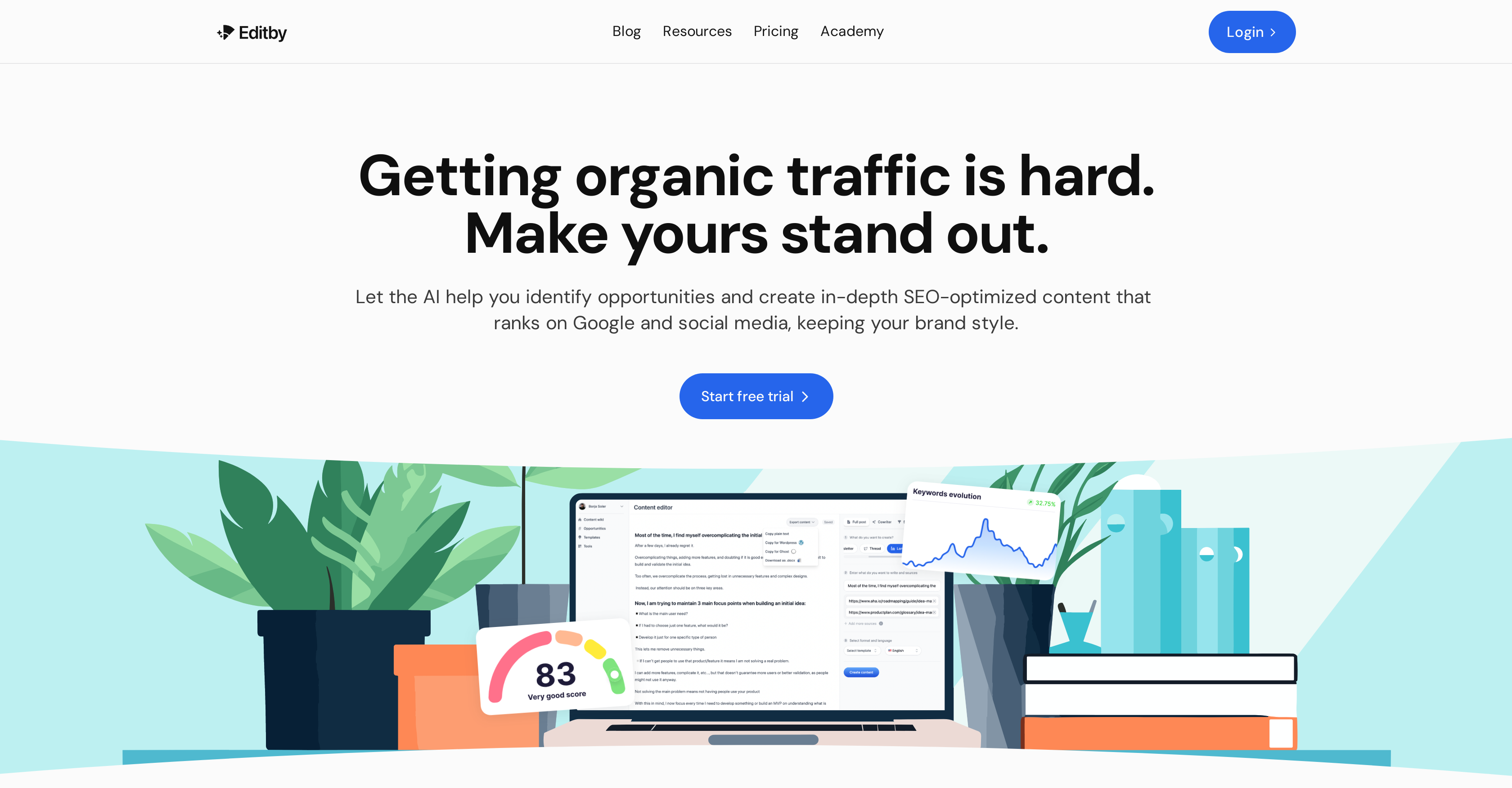 Editby - Screenshot showing the interface and features of this AI tool