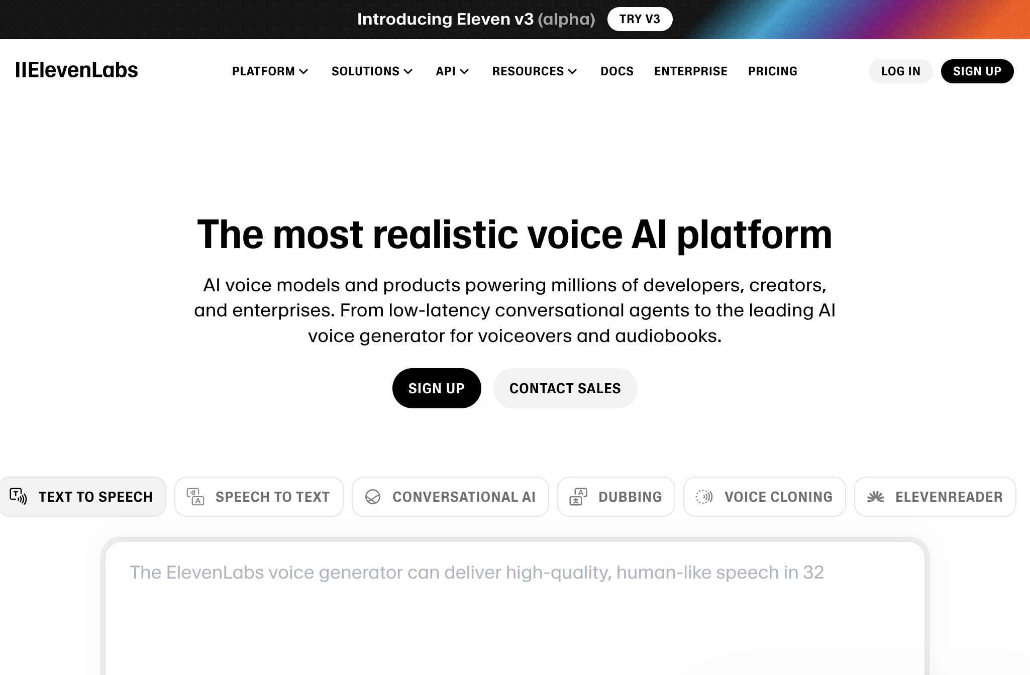 ElevenLabs AI Voice Generatorv1.33 - Screenshot showing the interface and features of this AI tool