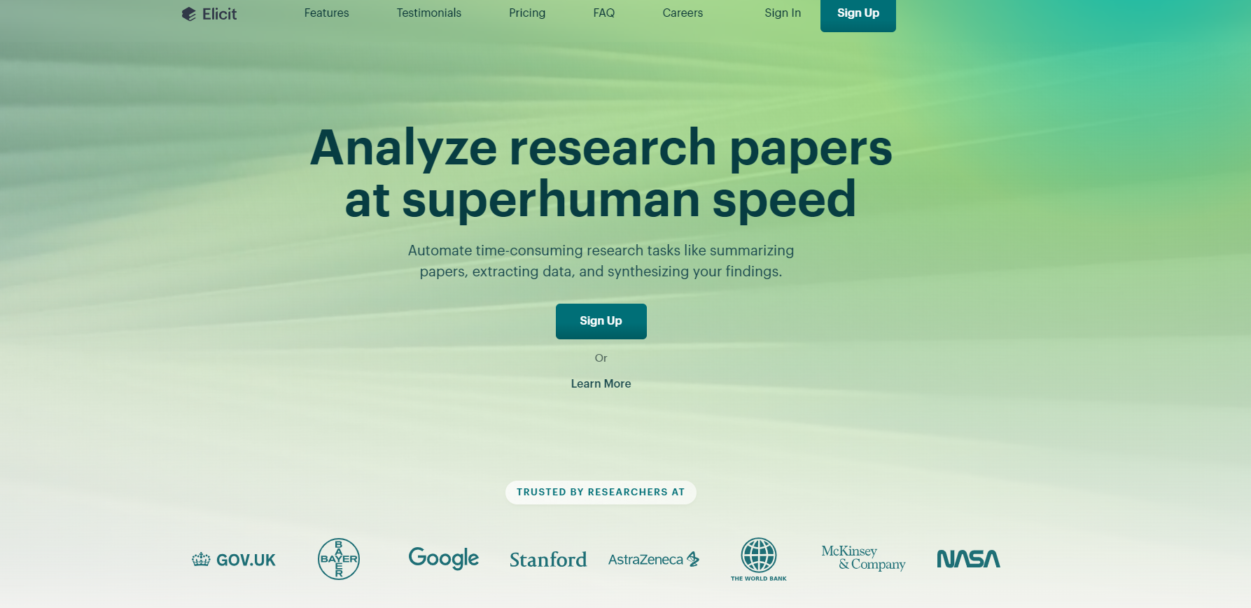 Elicit - Screenshot showing the interface and features of this AI tool