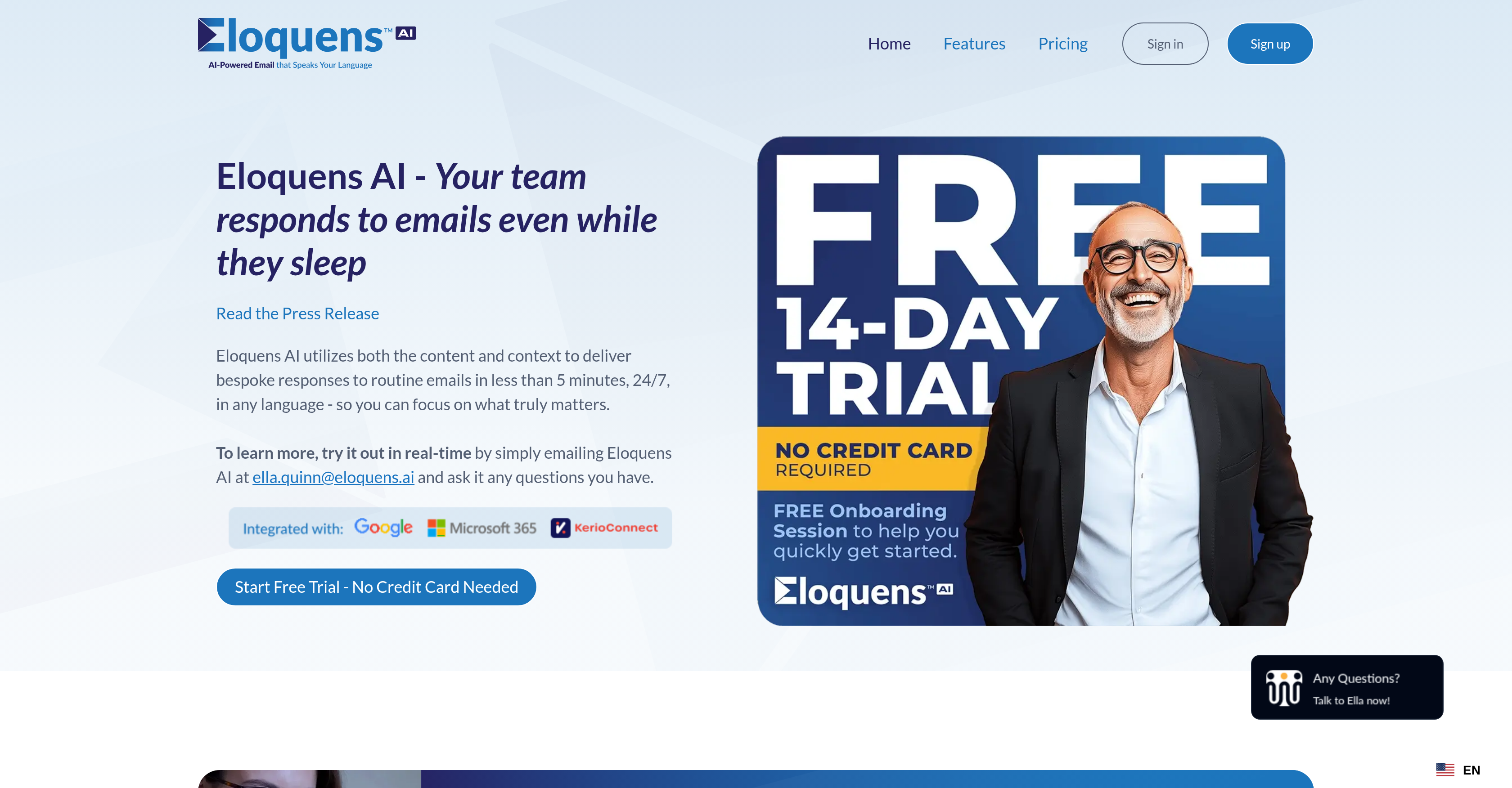 Eloquens AI - Screenshot showing the interface and features of this AI tool
