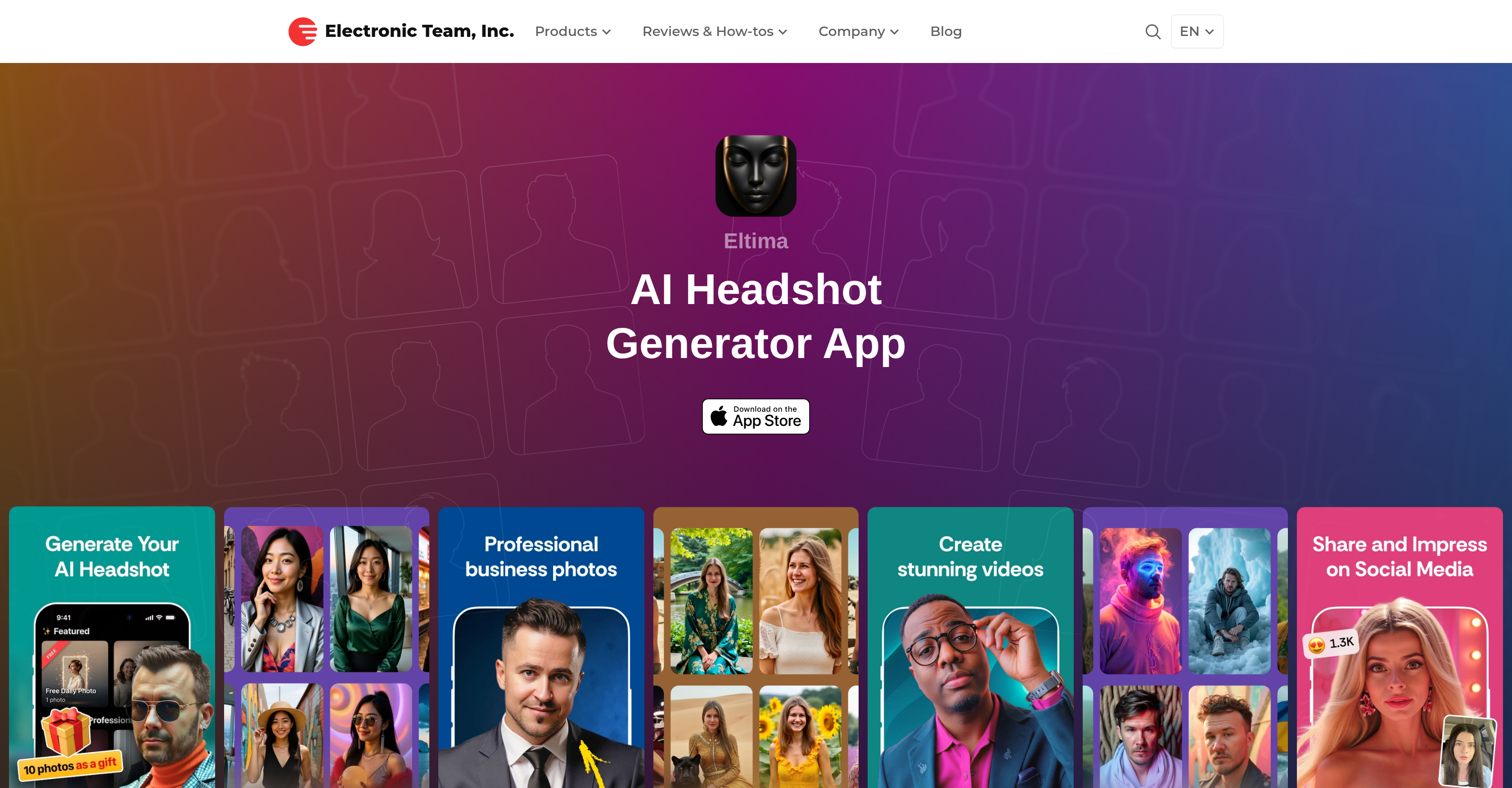 Eltima AI Headshot Generator - Screenshot showing the interface and features of this AI tool