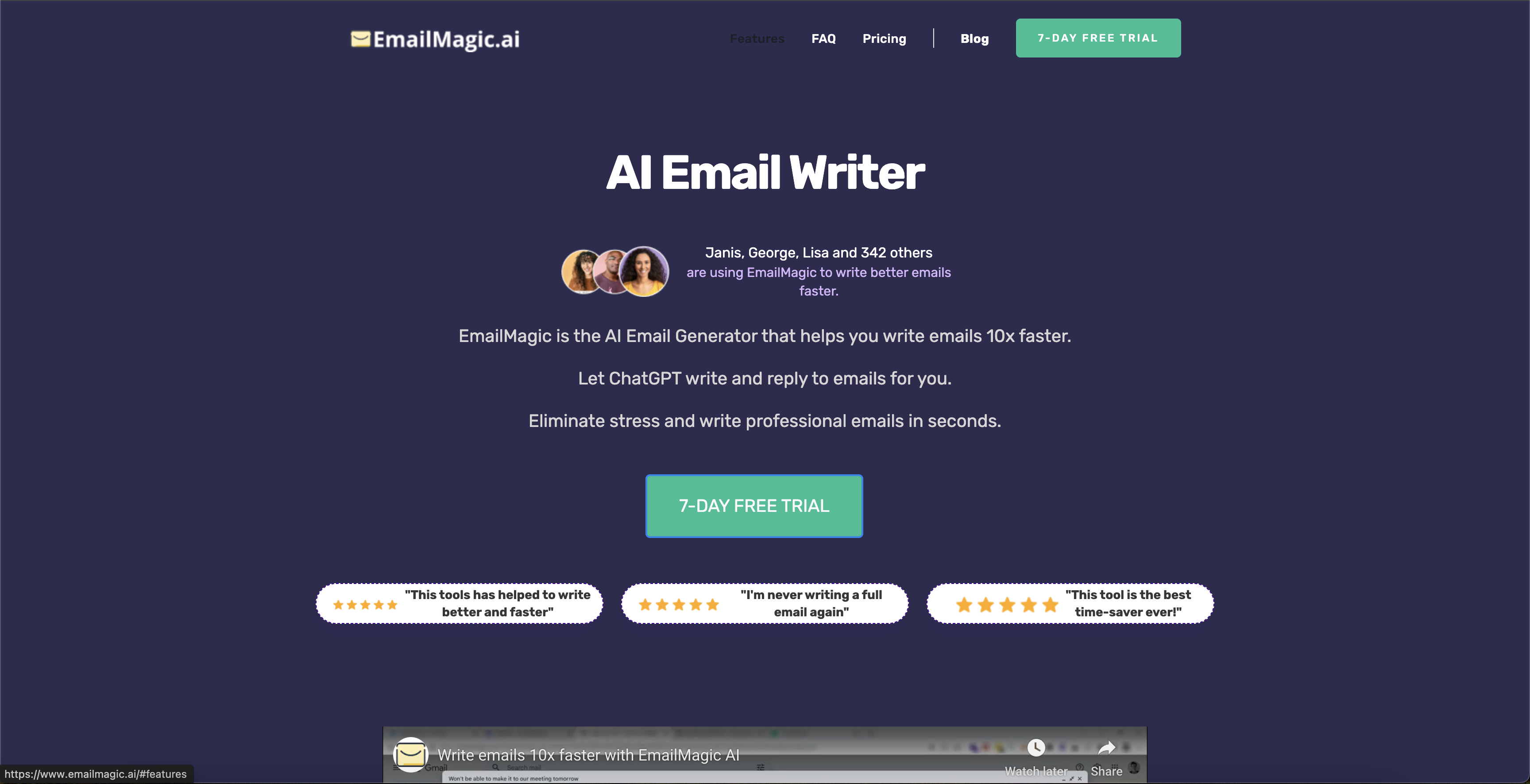 Emailmagic - Screenshot showing the interface and features of this AI tool