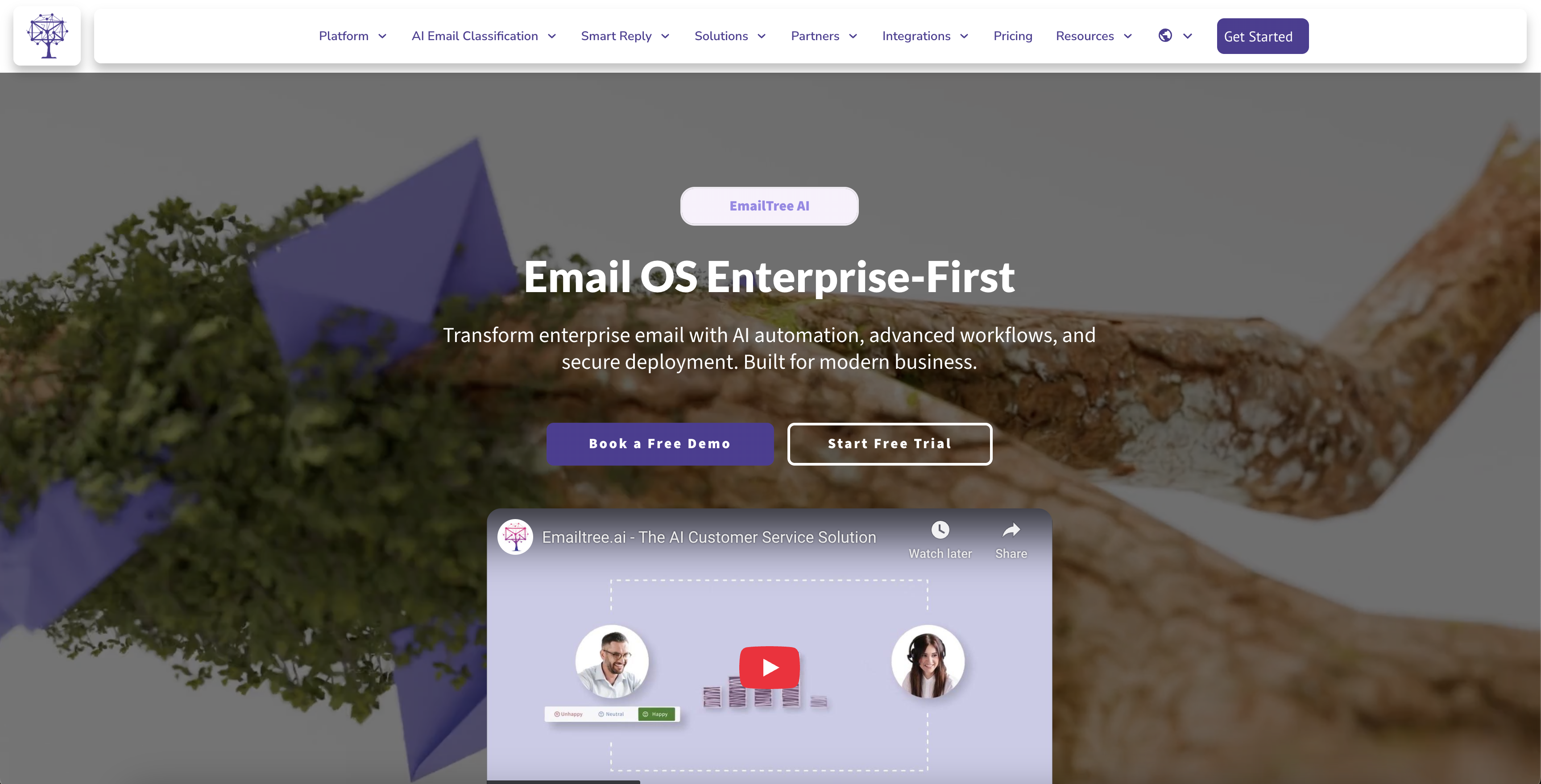 Emailtree - Screenshot showing the interface and features of this AI tool