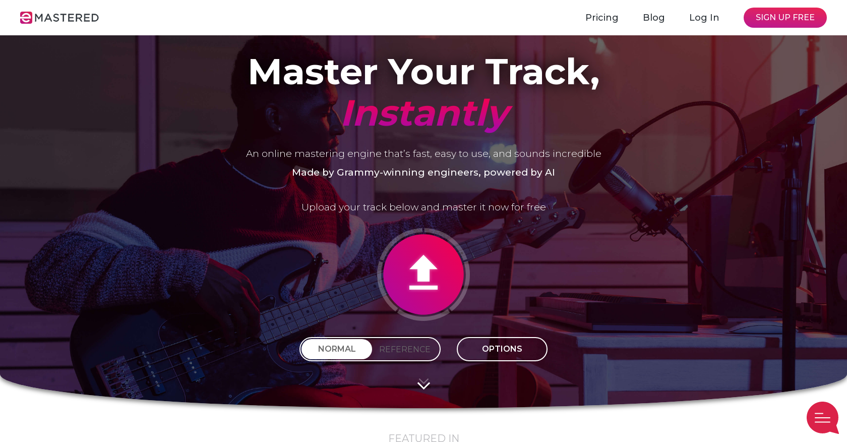 eMastered - Screenshot showing the interface and features of this AI tool