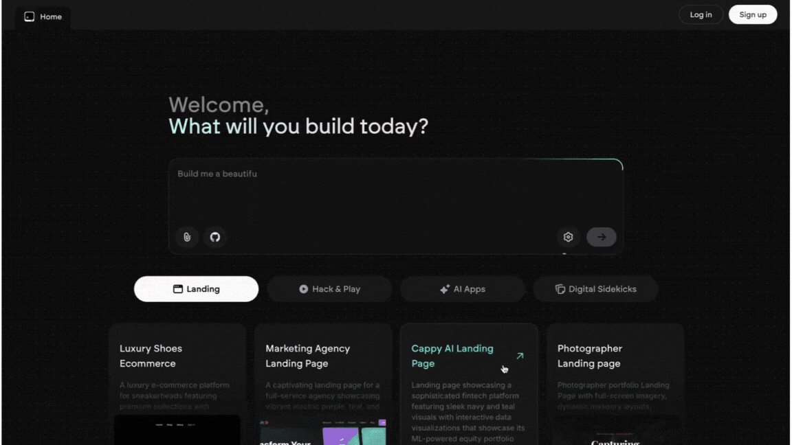 Emergent - Screenshot showing the interface and features of this AI tool