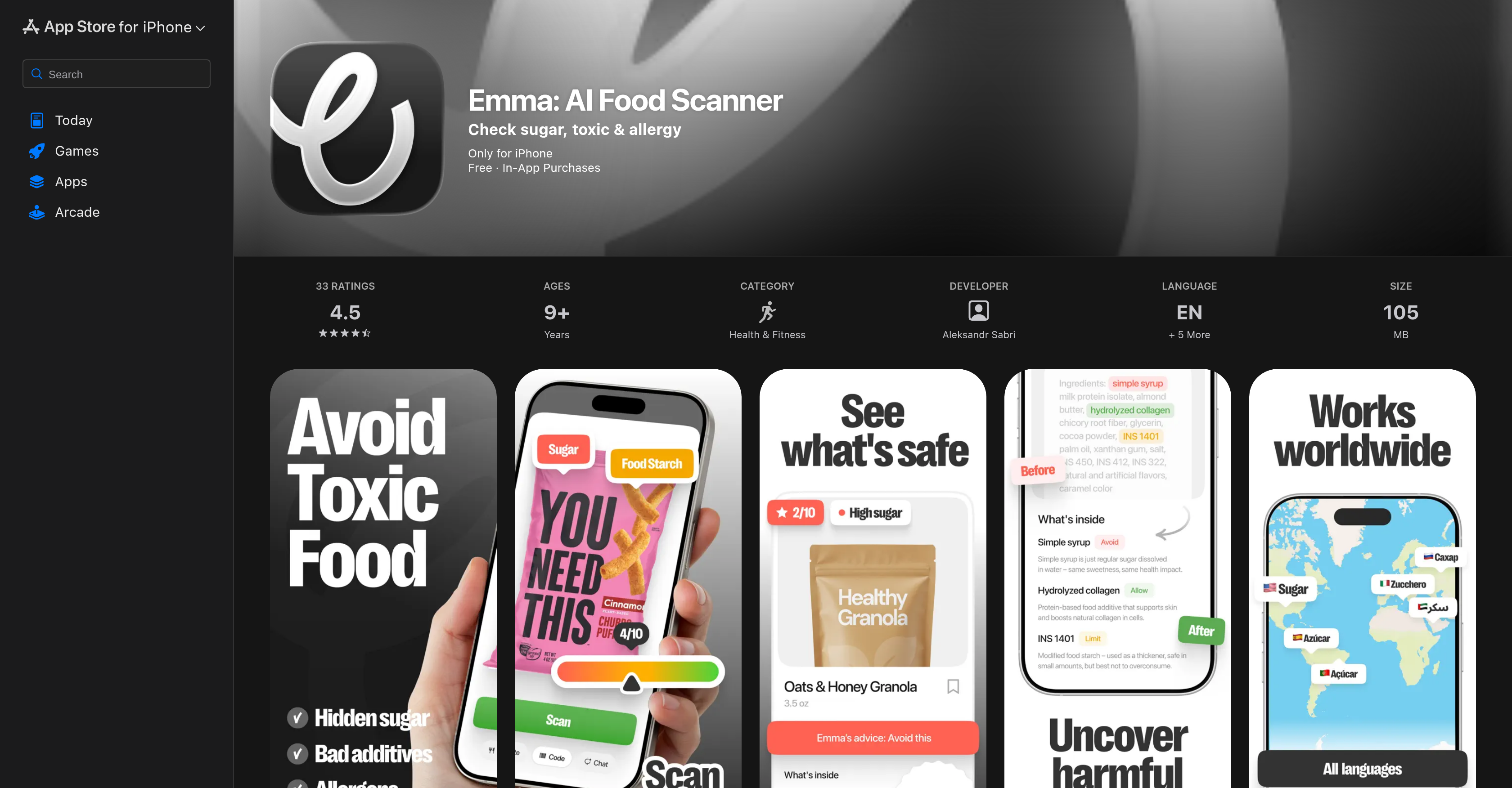 Emma: AI Food Scanner - Screenshot showing the interface and features of this AI tool