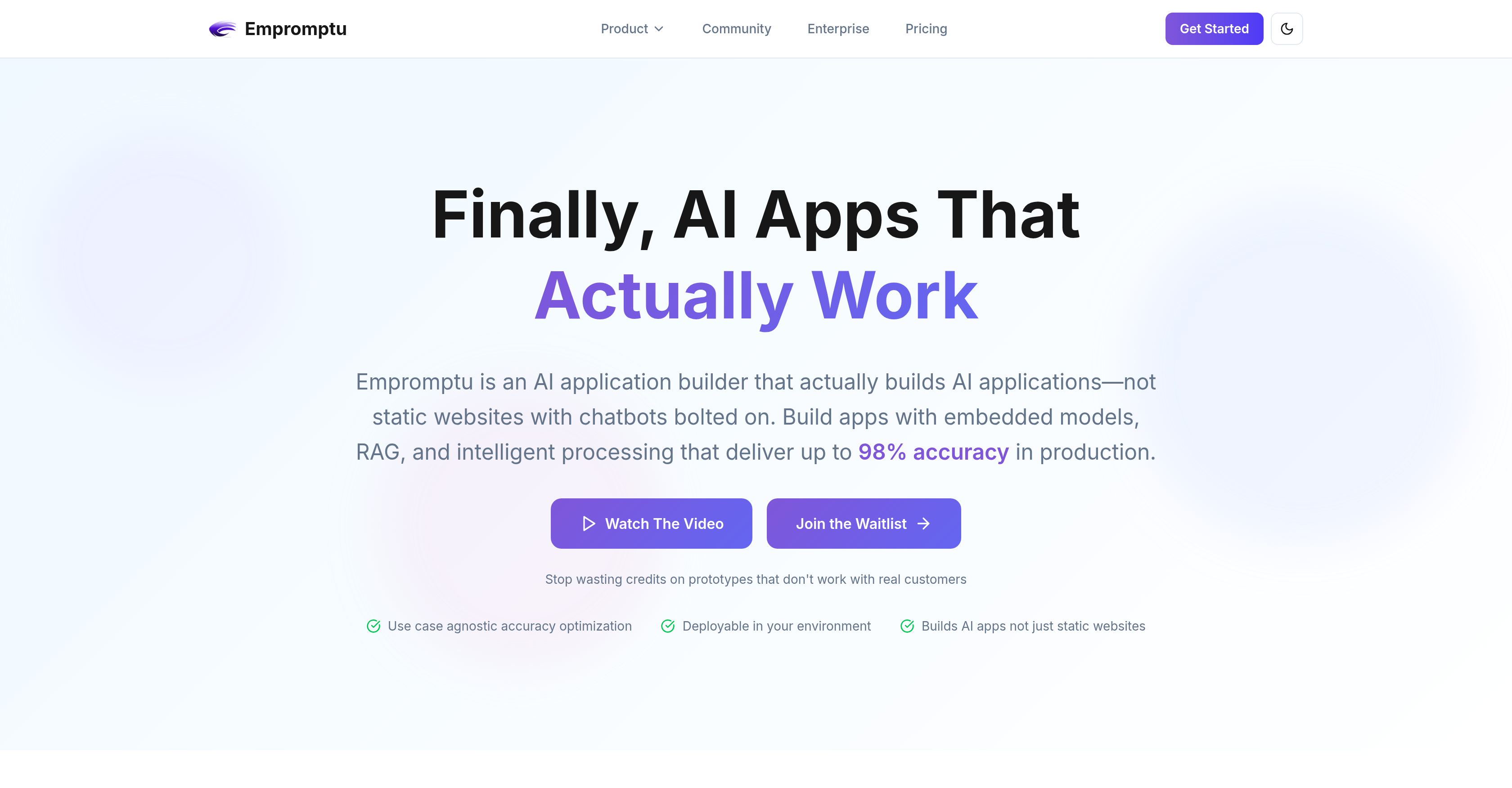Empromptu - Screenshot showing the interface and features of this AI tool