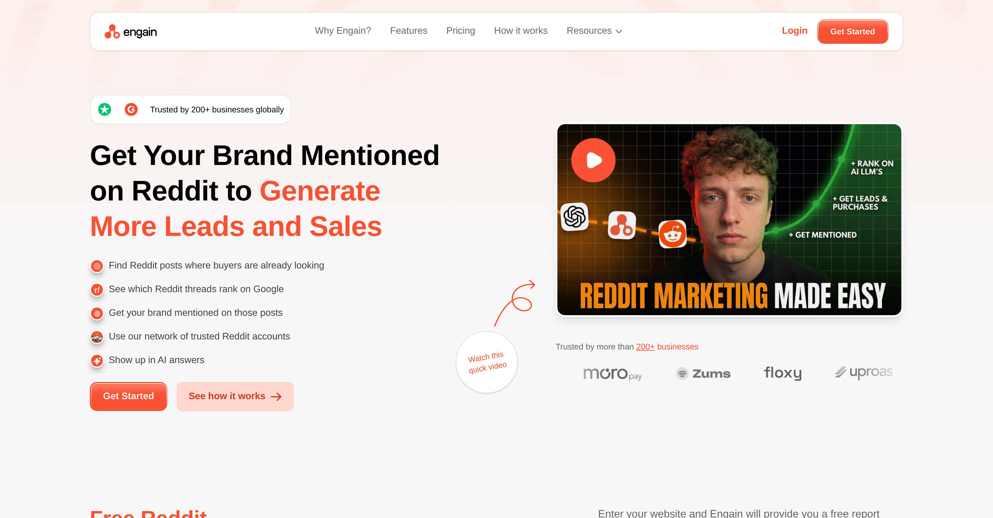 Engain - Screenshot showing the interface and features of this AI tool