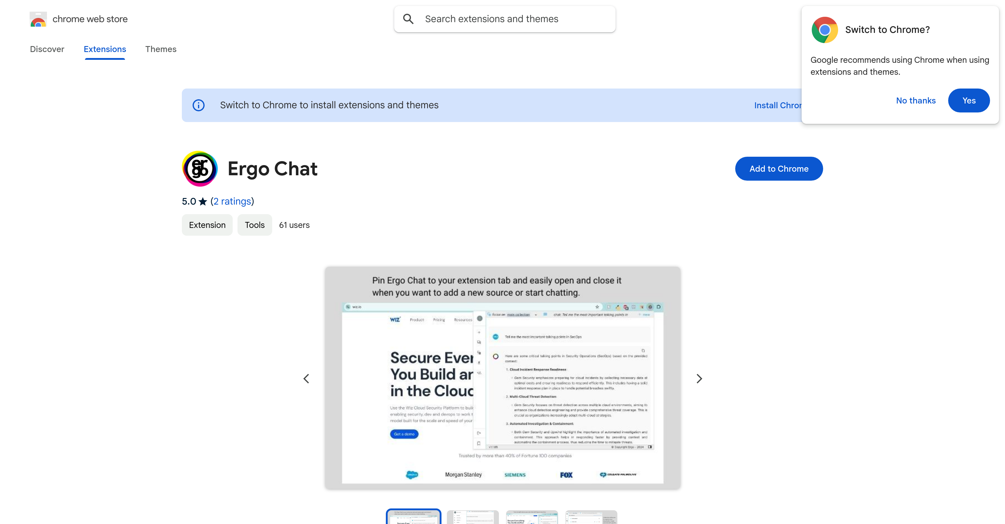 Ergo Chat - Screenshot showing the interface and features of this AI tool