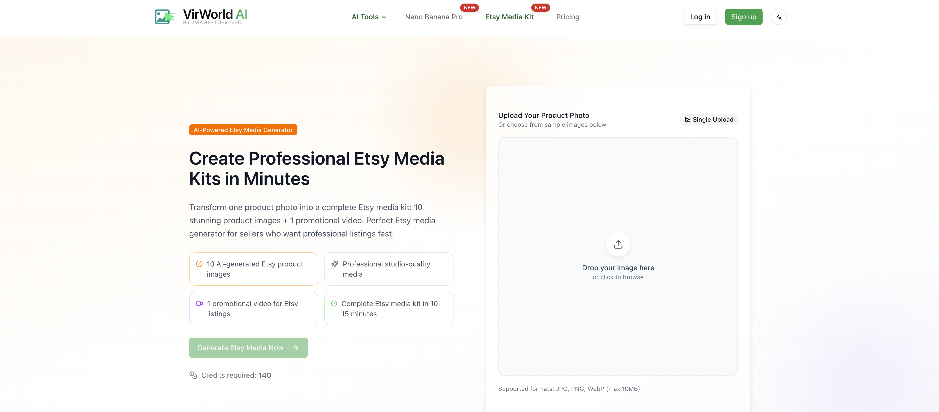 Etsy Media Kit Generator - Image-To-Video.app - Screenshot showing the interface and features of this AI tool