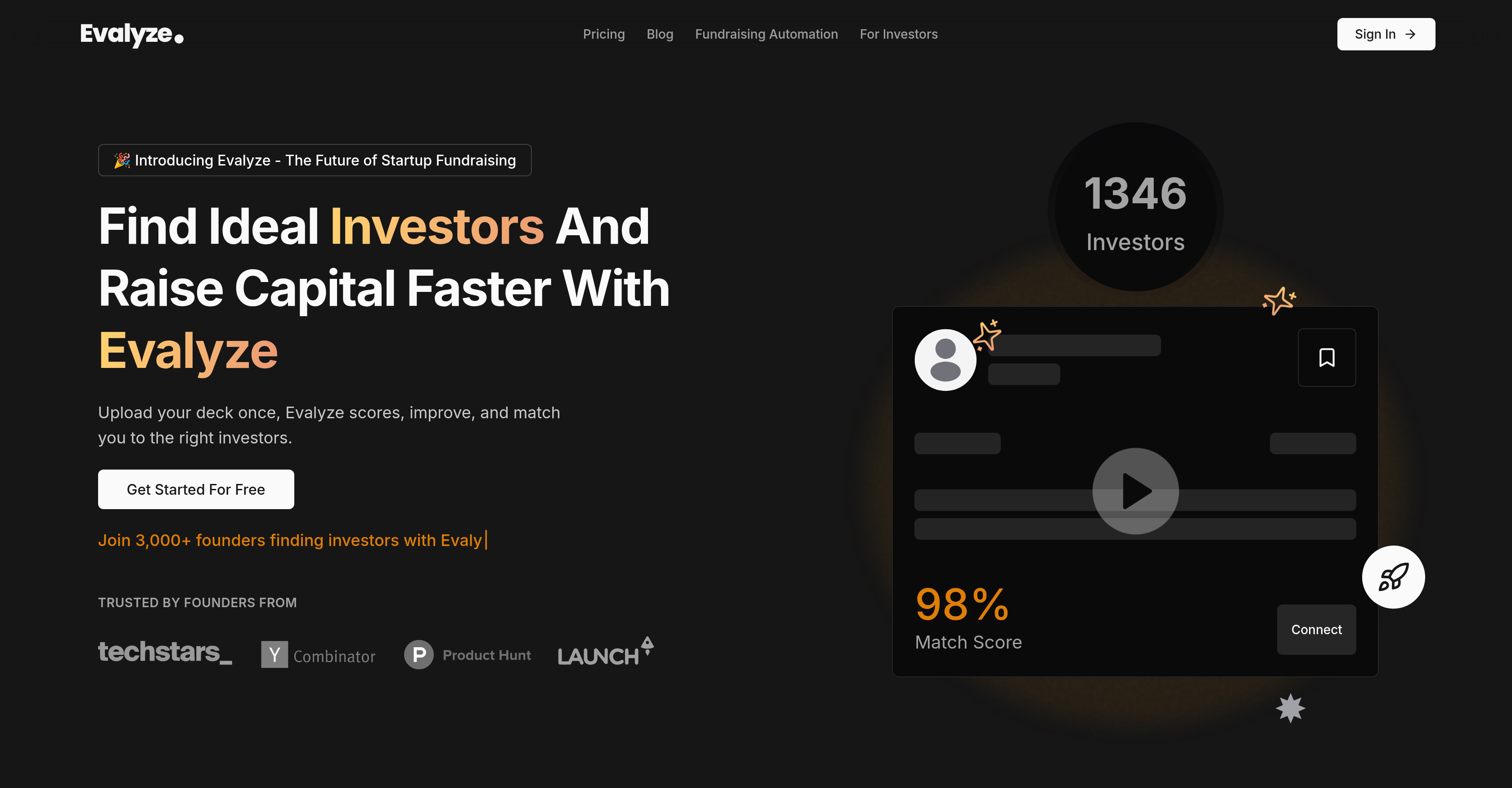 Fundraising with Evalyze Ai - Screenshot showing the interface and features of this AI tool
