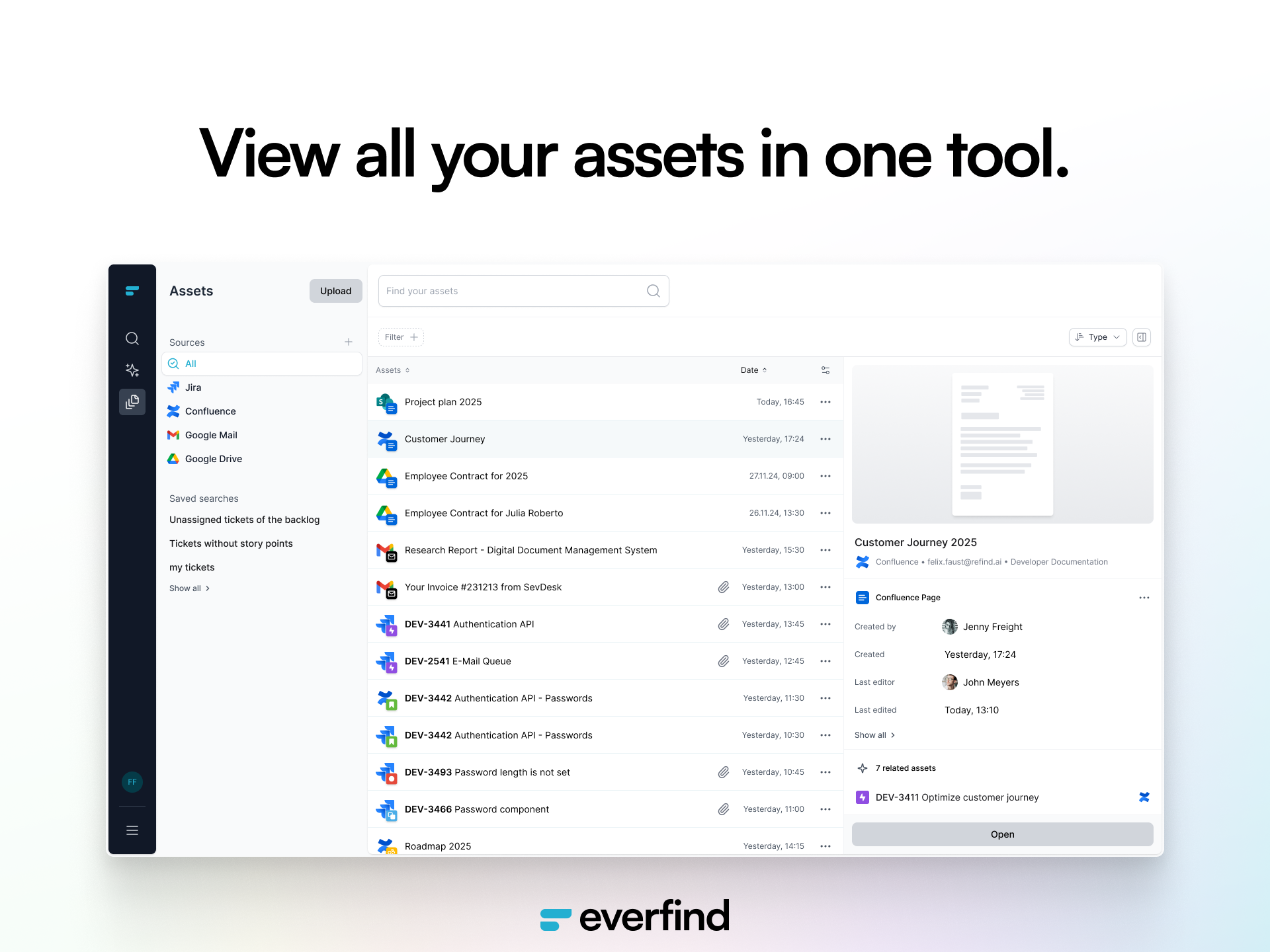 everfind - Screenshot showing the interface and features of this AI tool