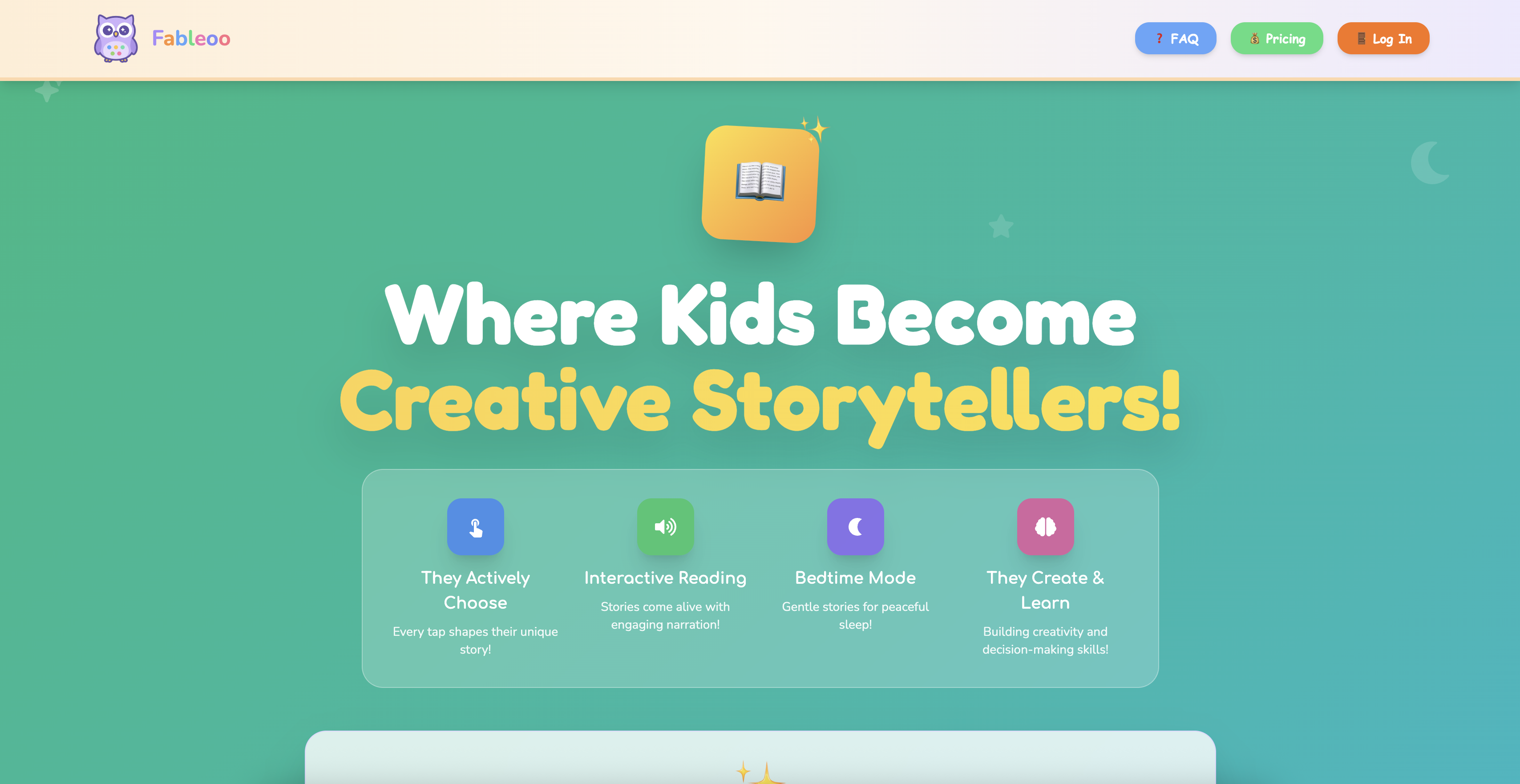 Fableoo - Screenshot showing the interface and features of this AI tool
