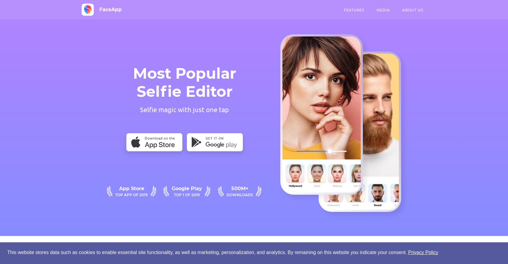 FaceApp - Screenshot showing the interface and features of this AI tool