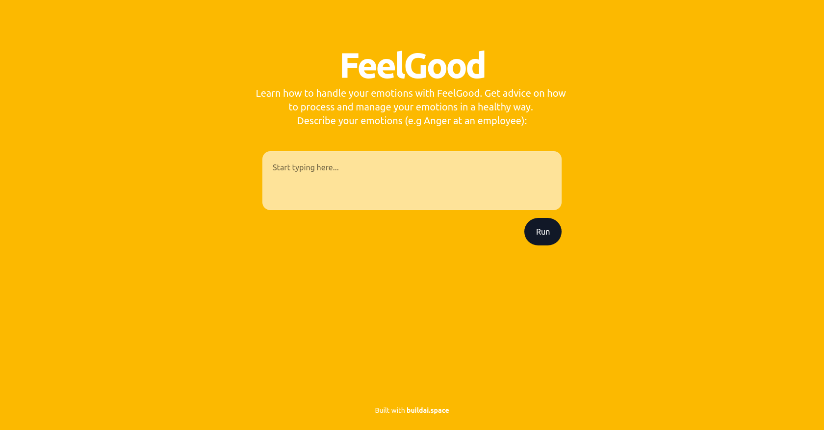 FeelGood - Screenshot showing the interface and features of this AI tool