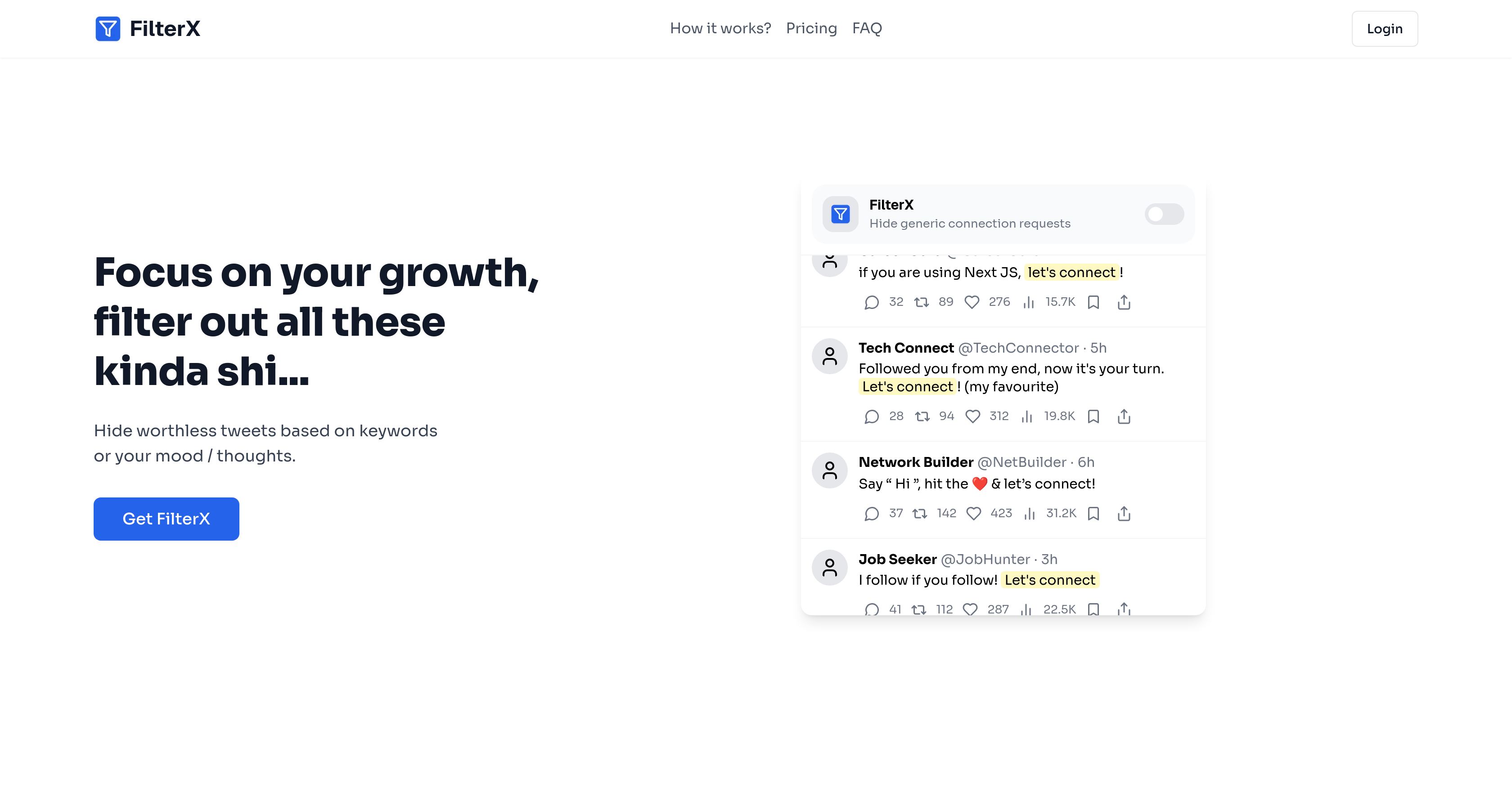 FilterX - Screenshot showing the interface and features of this AI tool