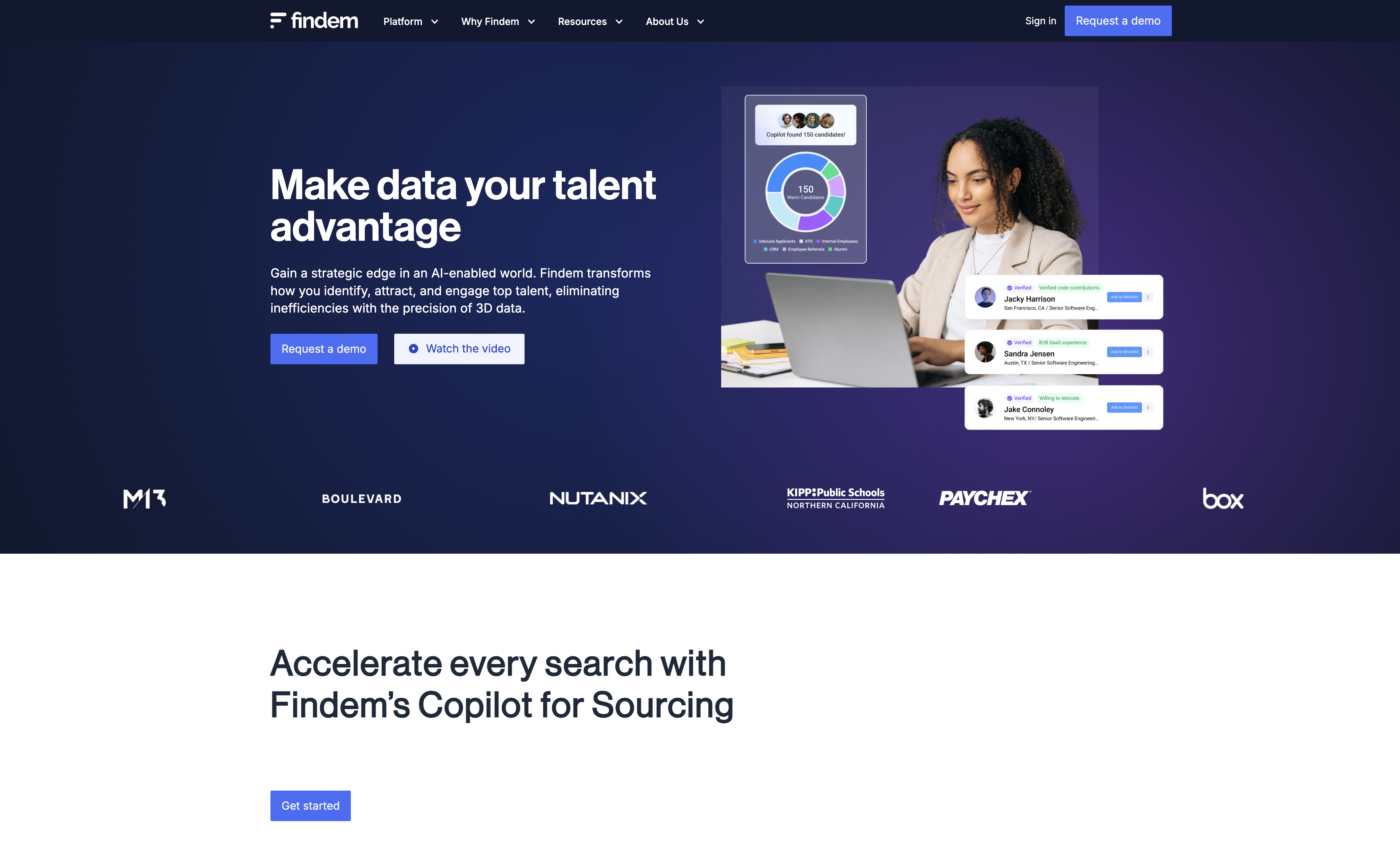 Findem - Screenshot showing the interface and features of this AI tool