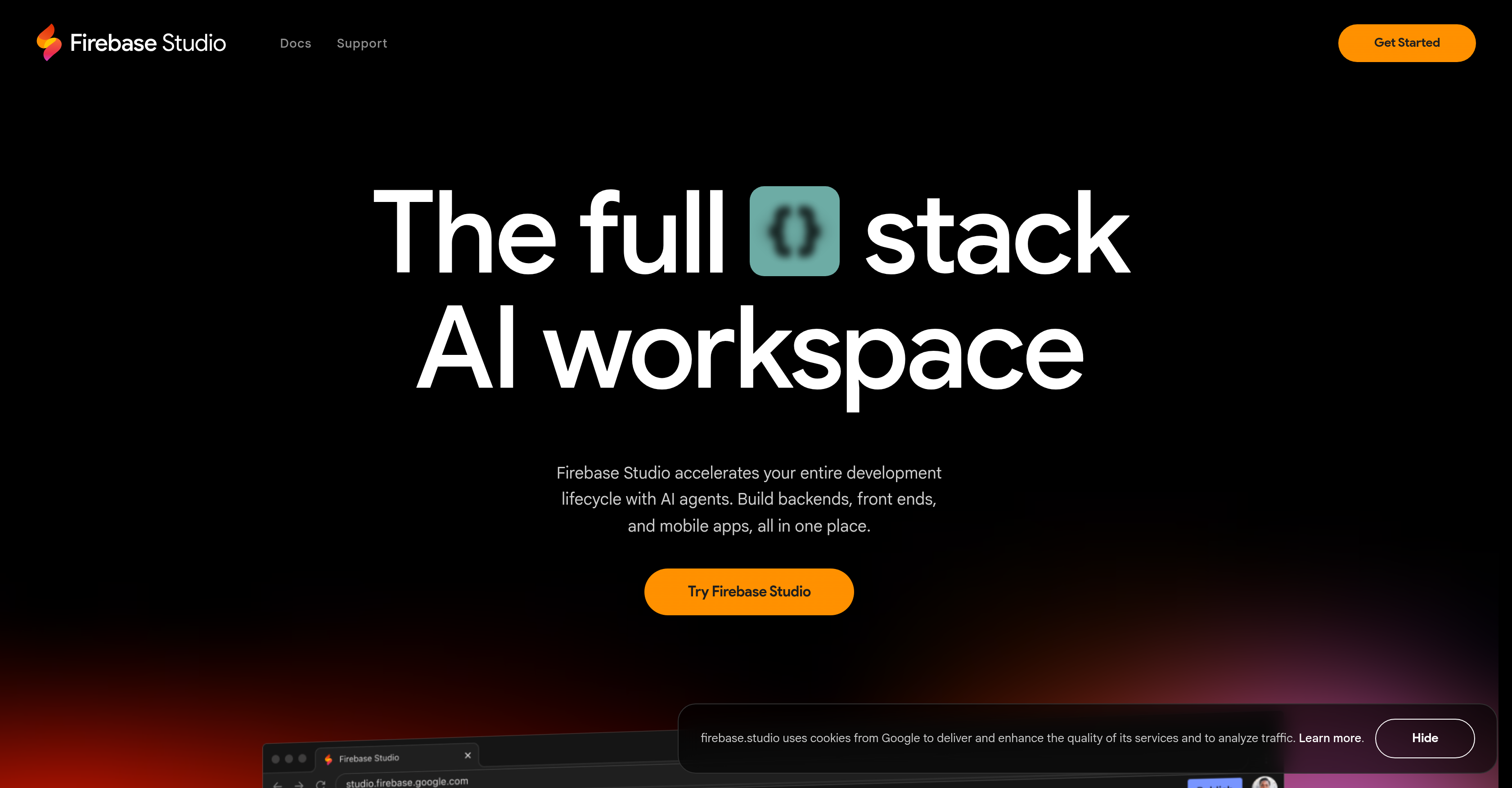 Firebase Studio - Screenshot showing the interface and features of this AI tool