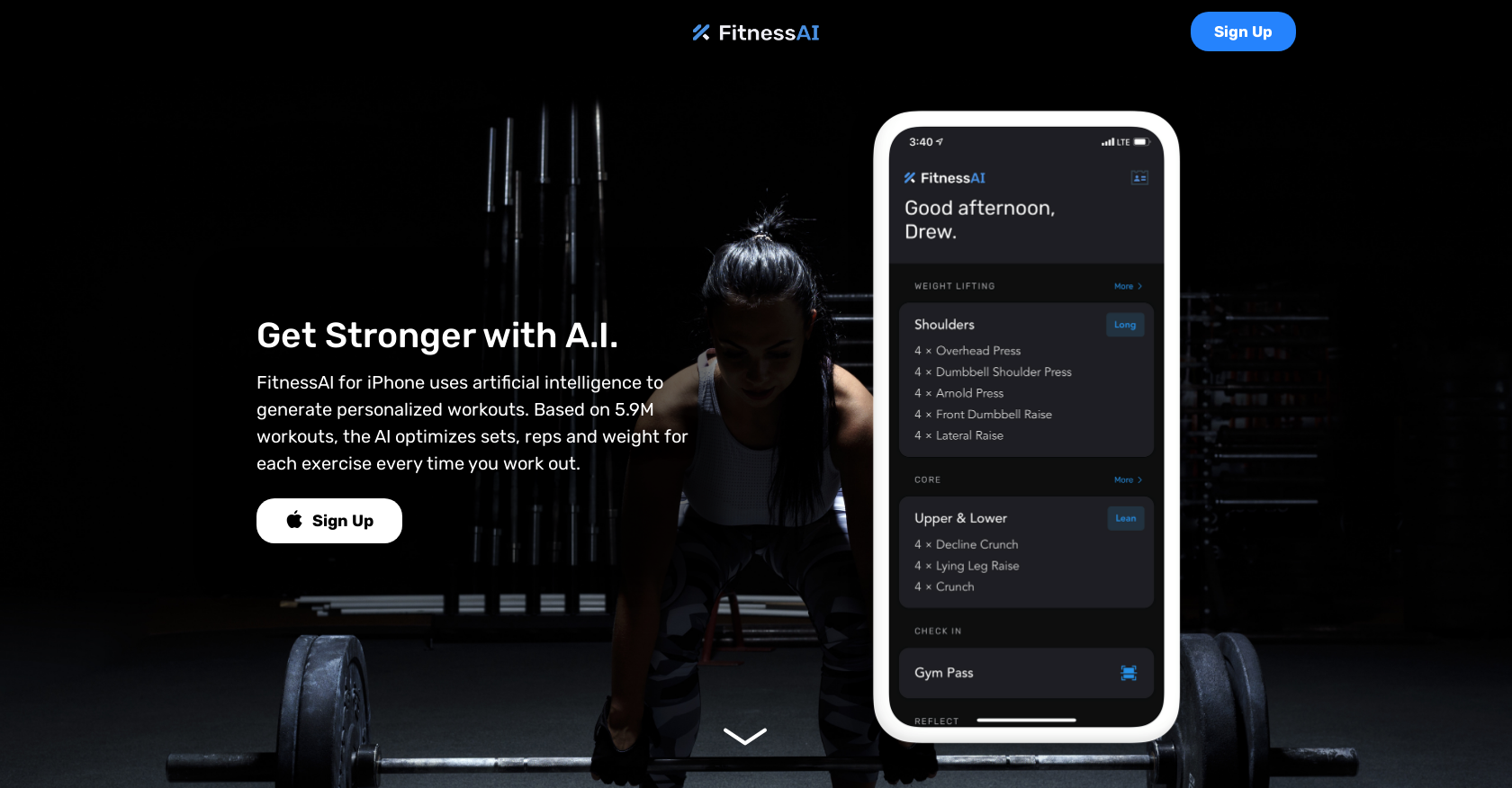 Fitnessai - Screenshot showing the interface and features of this AI tool