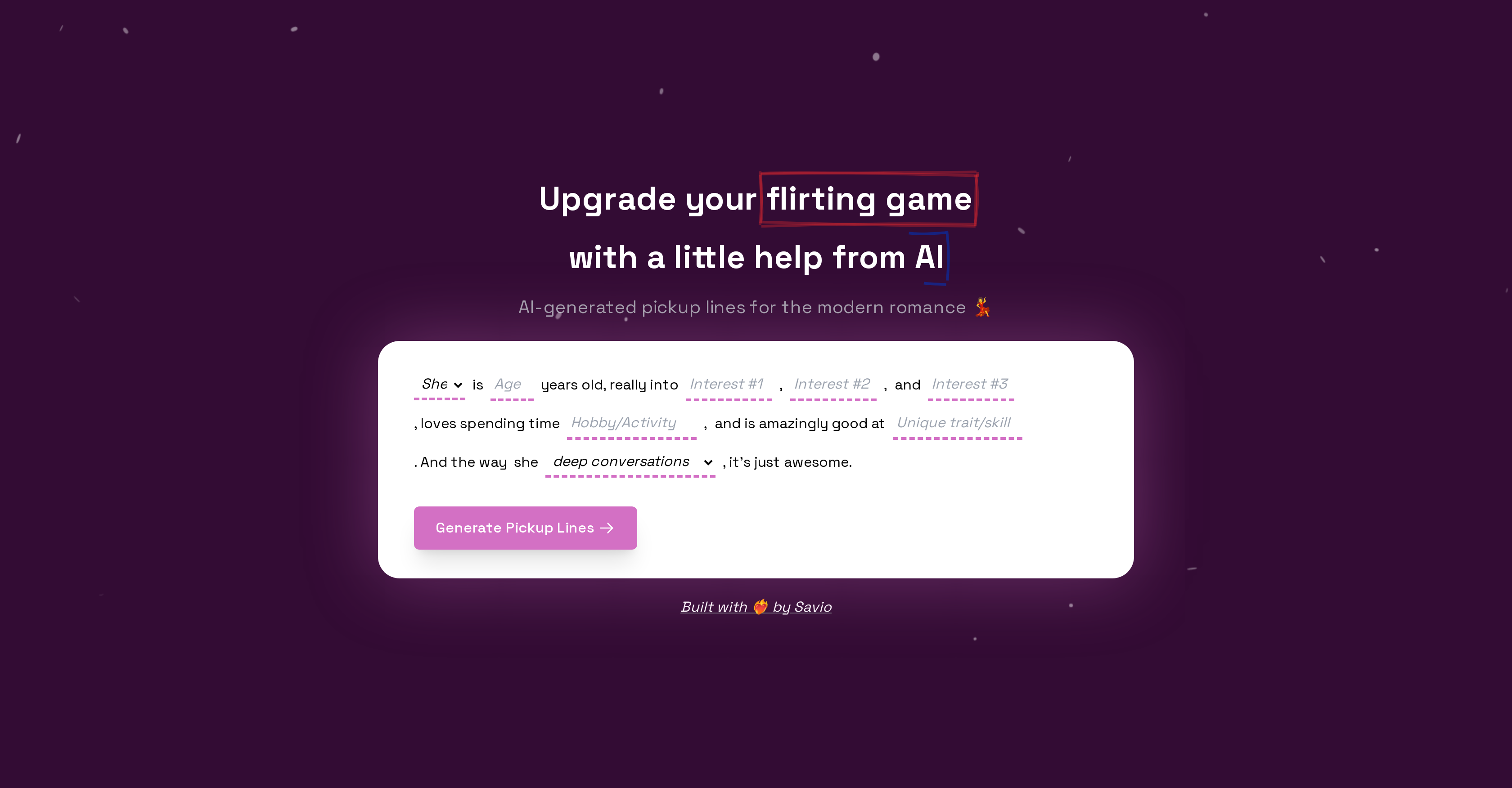 Flirtify - Screenshot showing the interface and features of this AI tool