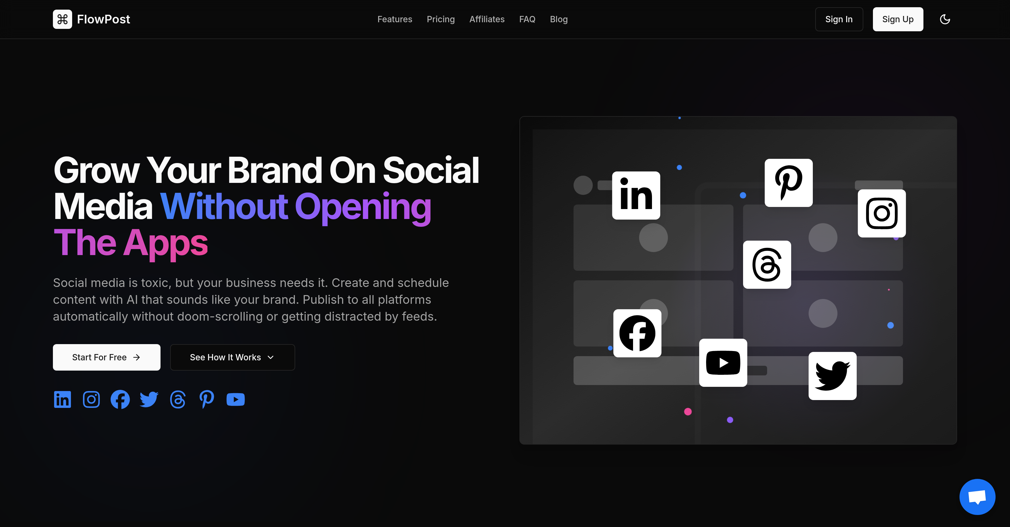FlowPostv2.3.0 - Screenshot showing the interface and features of this AI tool