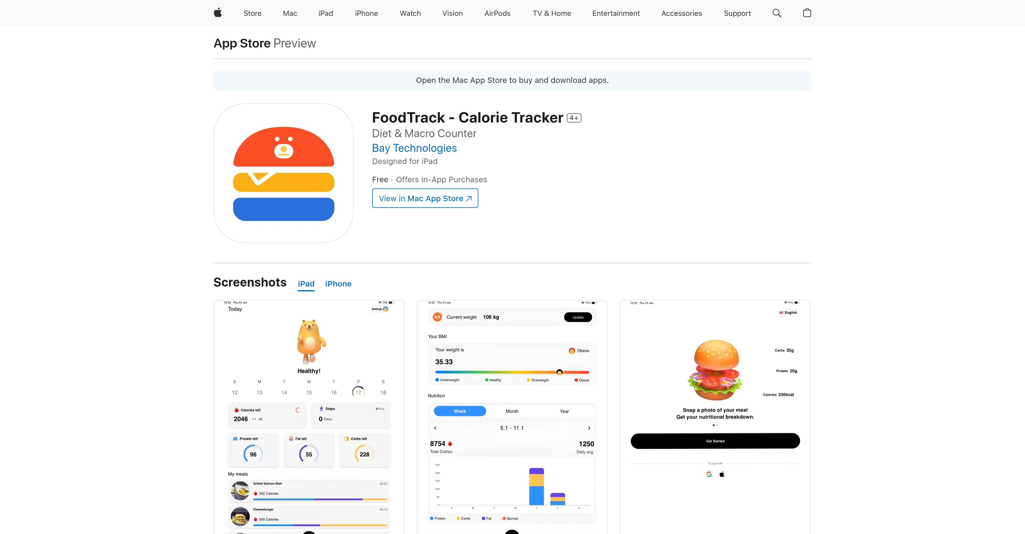 FoodTrack - Calorie Tracker - Screenshot showing the interface and features of this AI tool