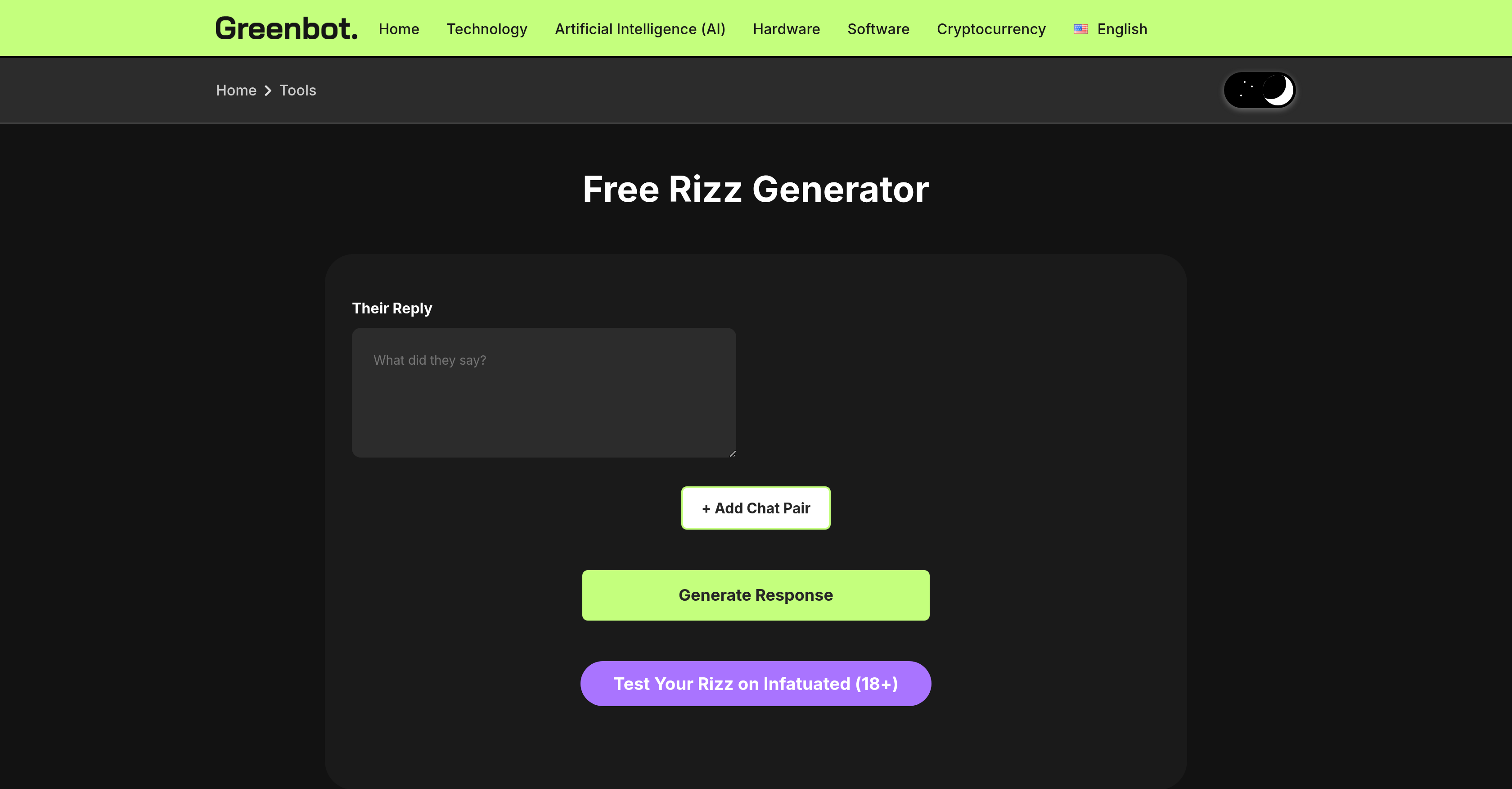 Free Rizz AI Generator - Screenshot showing the interface and features of this AI tool