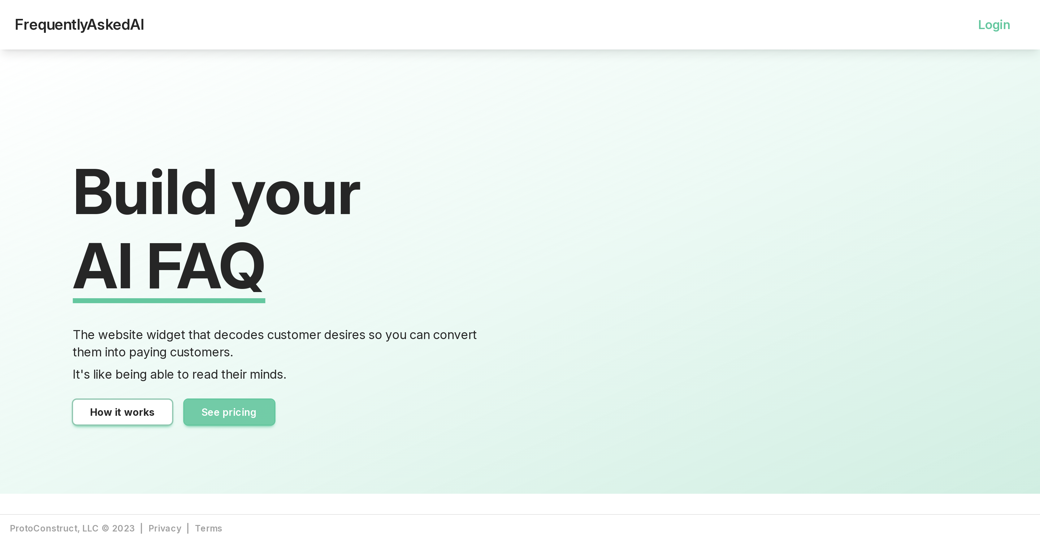 FrequentlyAskedAI - Screenshot showing the interface and features of this AI tool